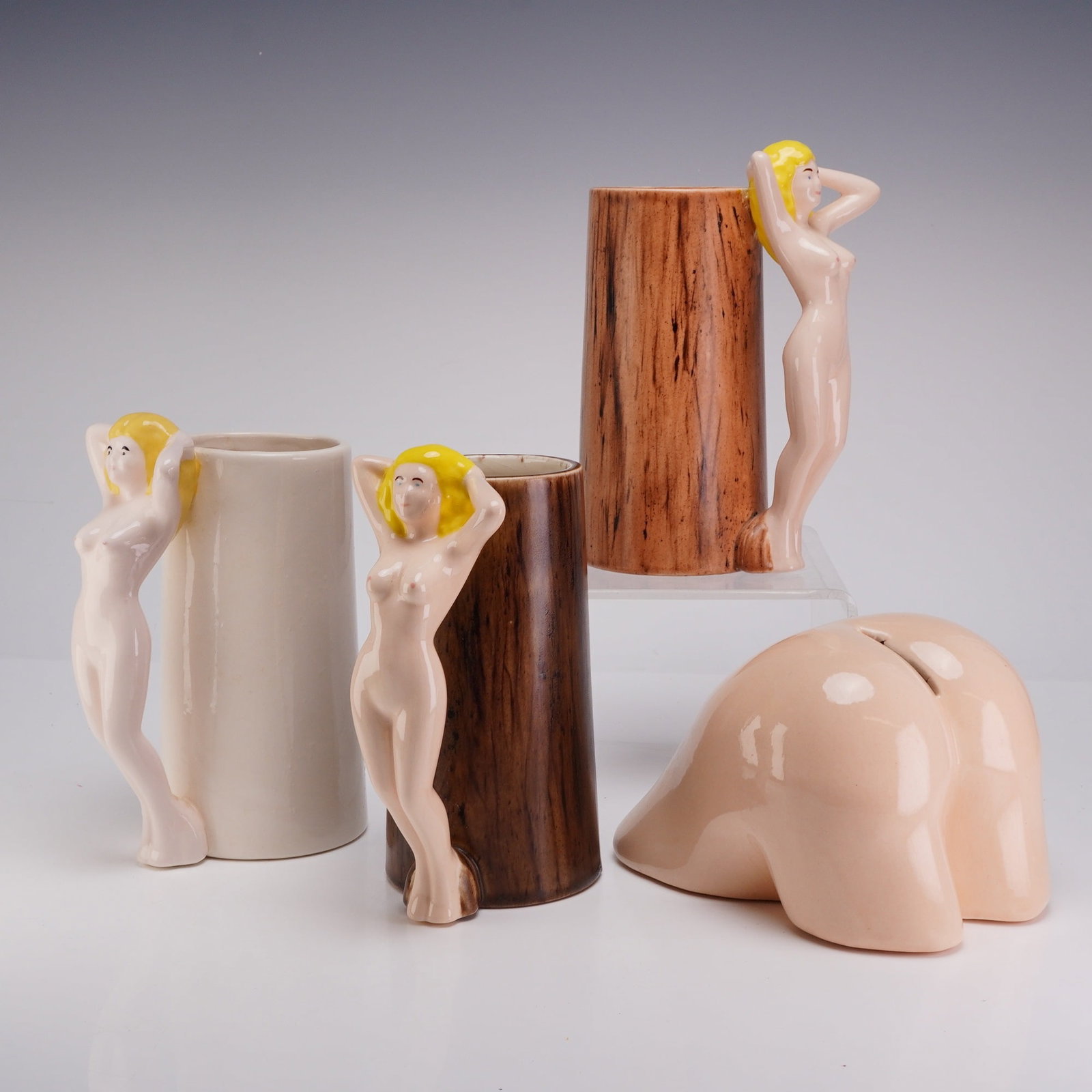 Collection of Mid-Century Novelty Ceramic Sexy Mugs and Butt Bank (1 of 4)