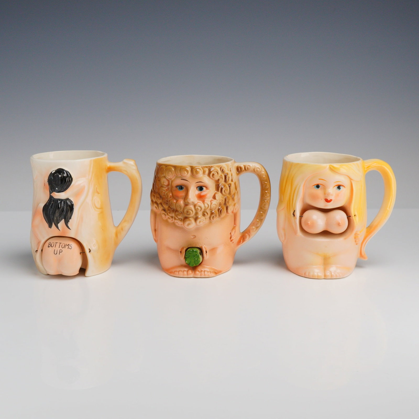 Three Katsurani Japan Ceramic Nude Woman and Men Mugs (1 of 3)