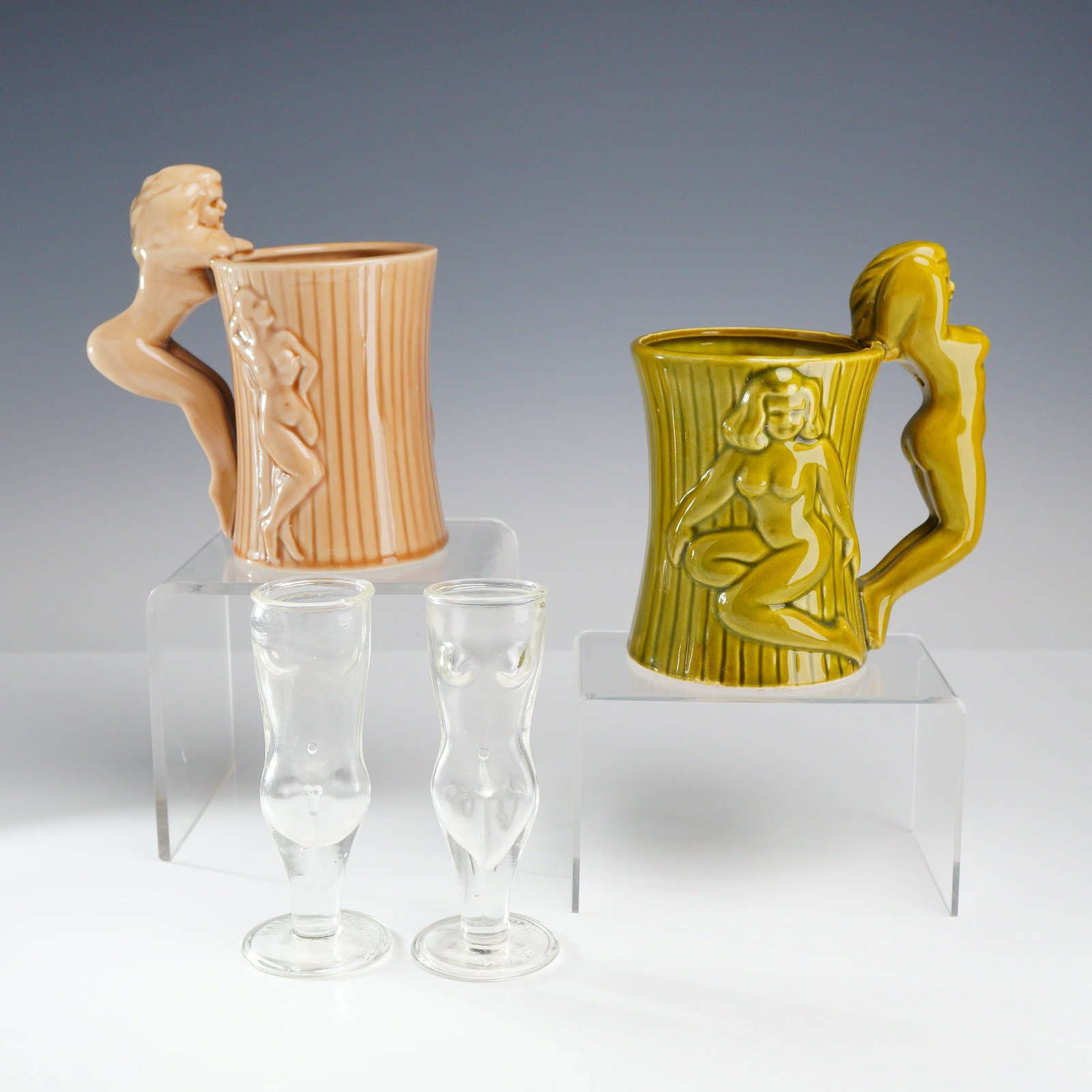 4pc Ceramic and Glass Risque Glasses and Mugs (1 of 3)