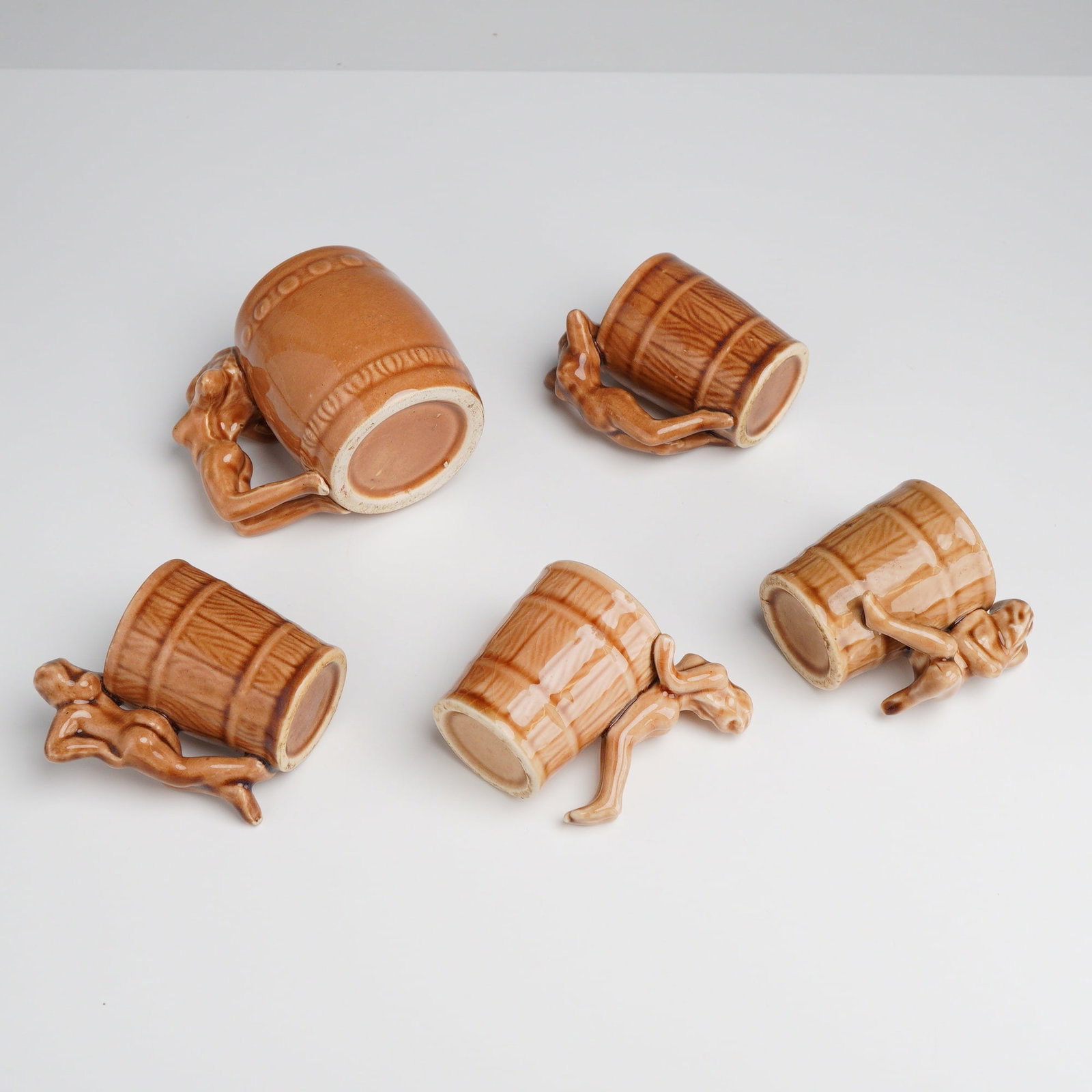 Five Risque Ceramic Shot Glasses and Mug, Attributed to Japan - 3