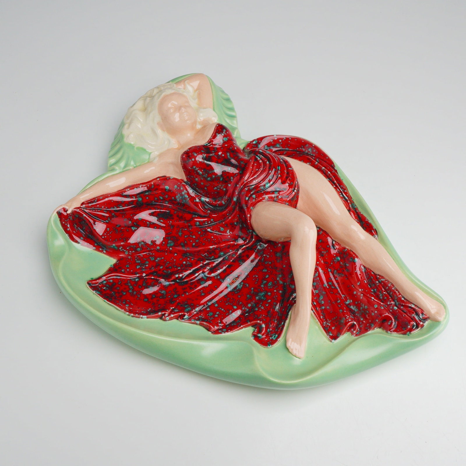 Pearl China Co. Mid-Century Ceramic Pin-up Style Girl in Red Ashtray (1 of 4)