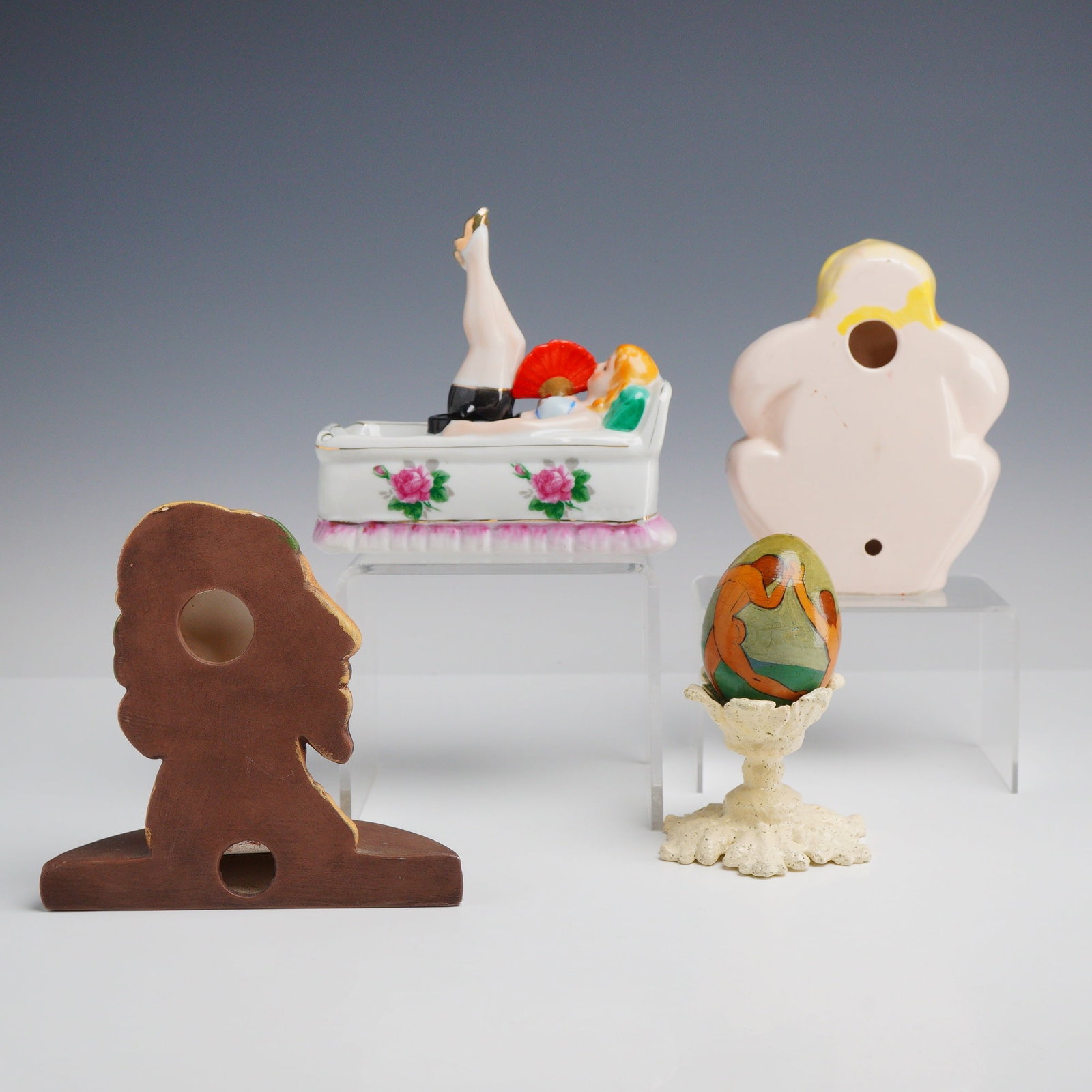 Four Vintage Ceramic Risque Tableware Collectibles - 2