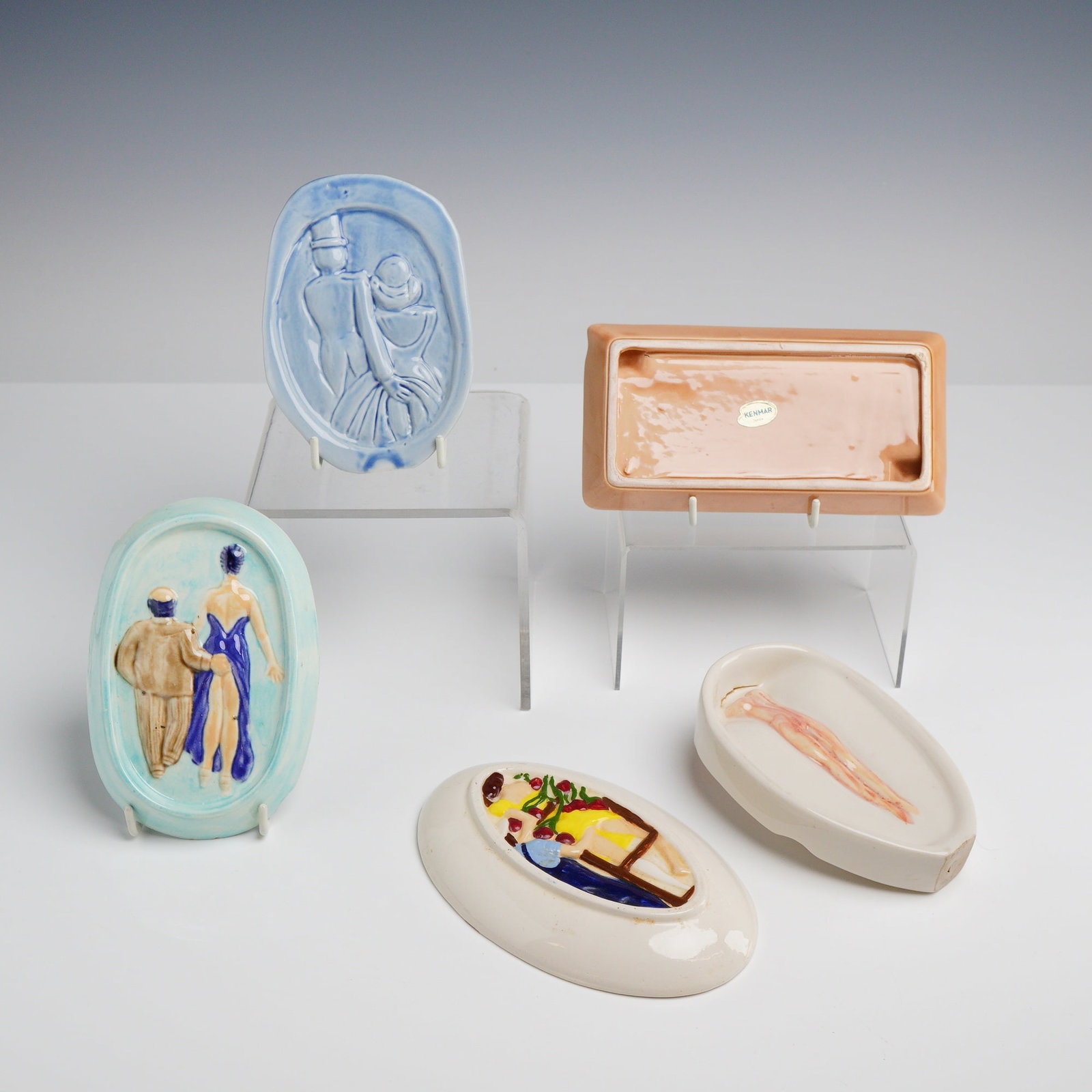 Five Novelty Risque Vintage Ceramic Ashtrays - 2