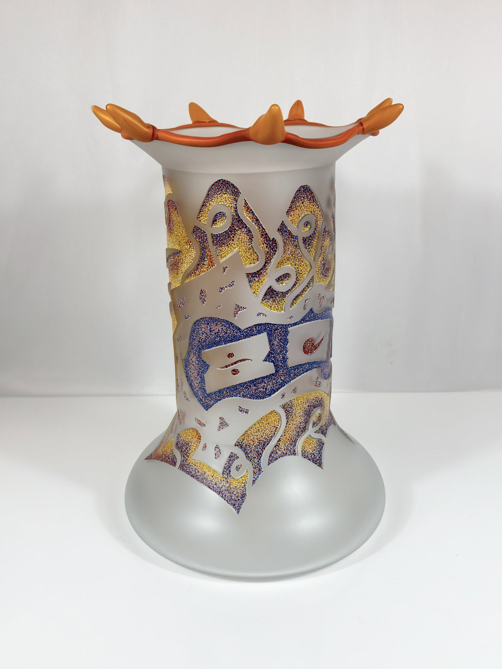 Dan Dailey (American, b. 1947) Dan Dailey, Image Man from the Face Vase series, Signed: A hand-blown, sandblasted, and acid-polished vessel with vitreous enamel, titled Image Man , from contemporary American artist Dan Dailey's the Face Vase series. The vessel is constructed with a