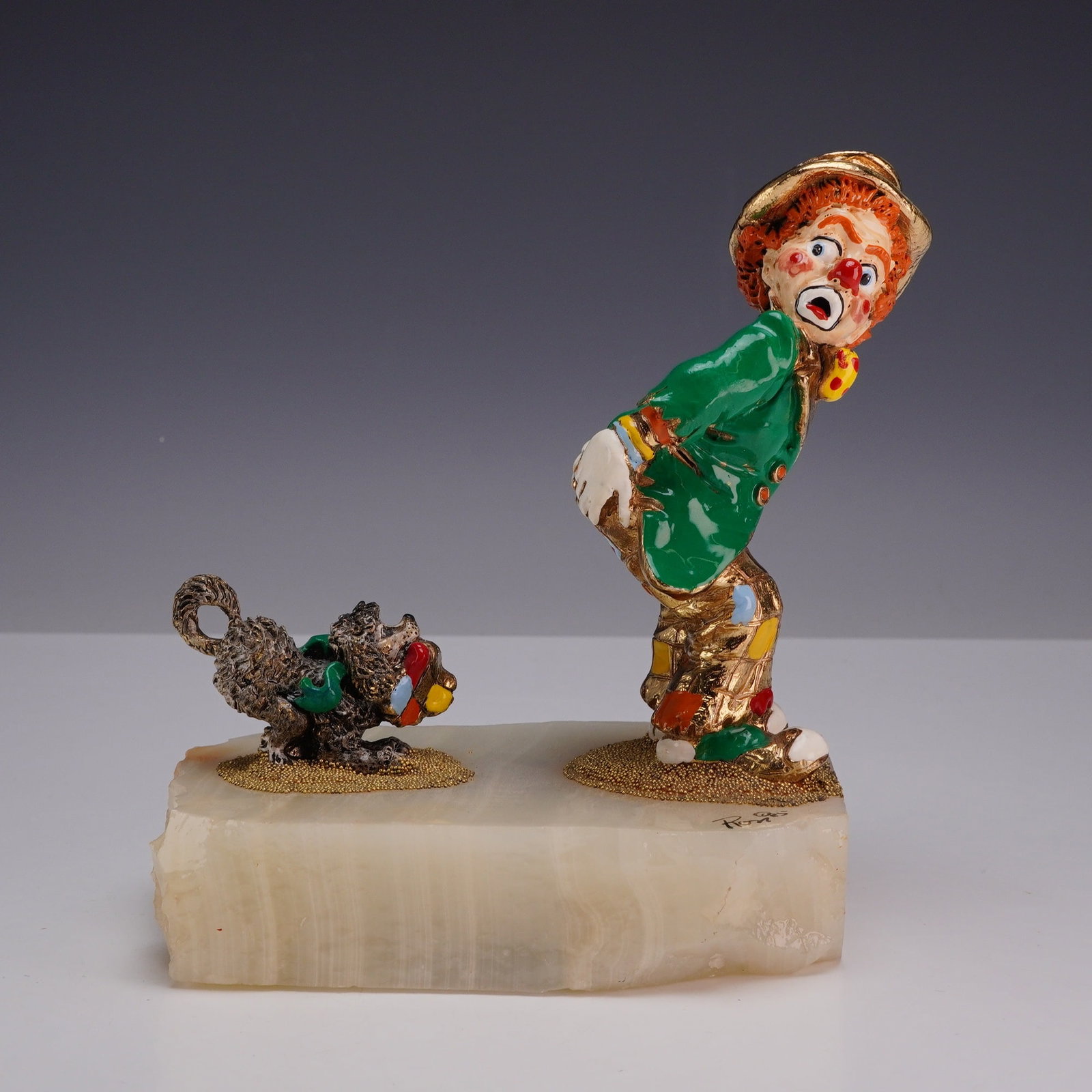 Ronald A. Lee Clown 24k Gold-Plated Enamel Figurine, Dog Biting Clown (1 of 5)