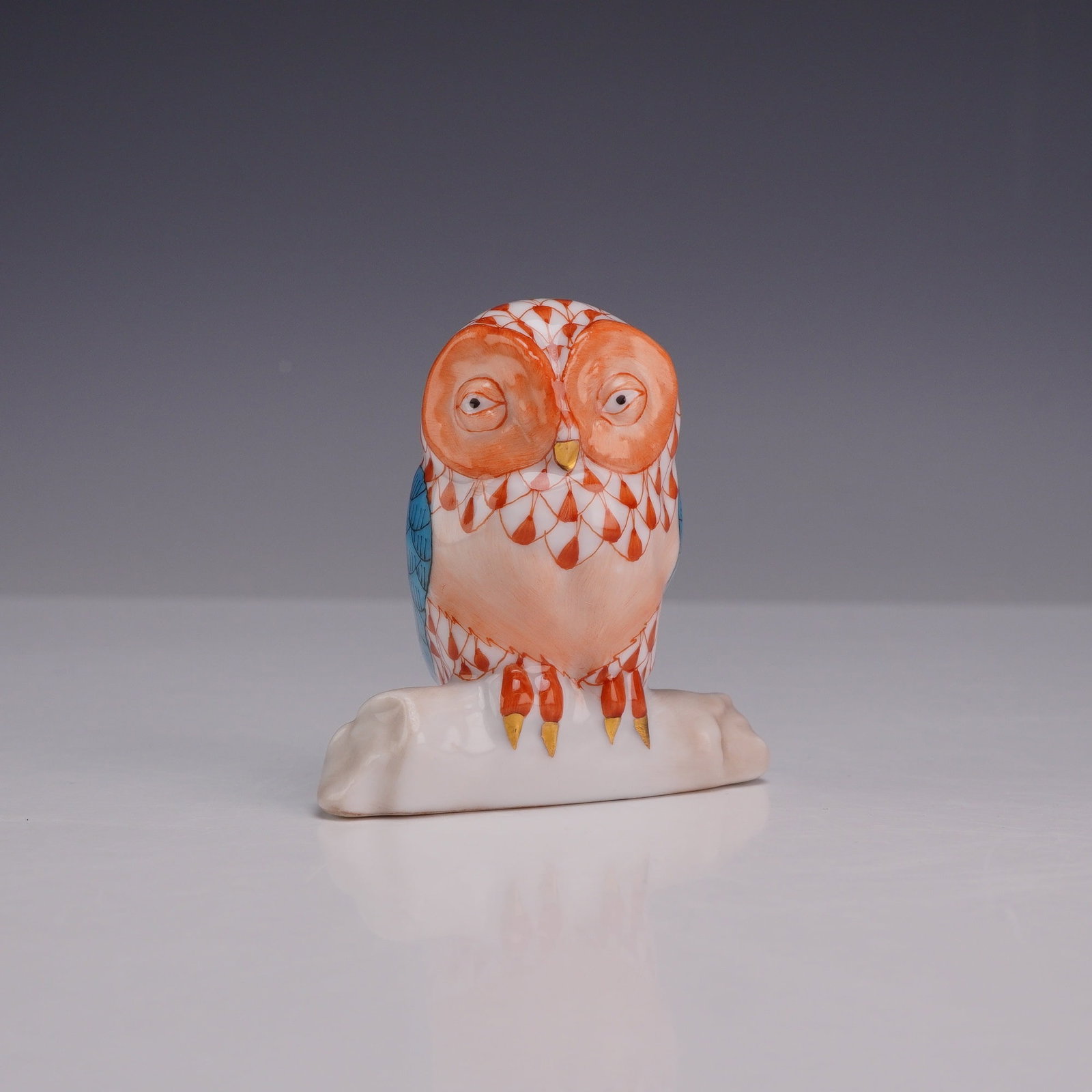Herend Hand-Painted Porcelain Perched Owl Figurine (1 of 3)