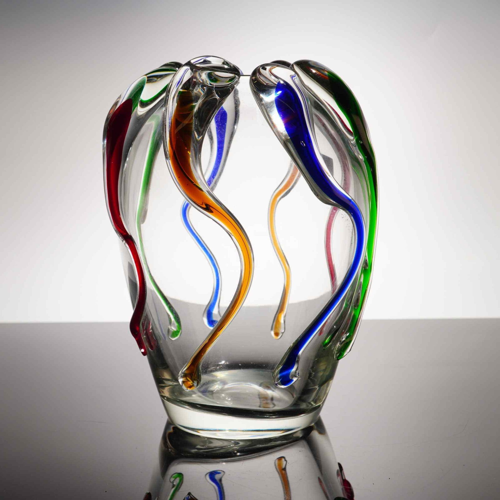 Makora Krosno Poland Hand-Blown Multicolor Art Glass Vase (1 of 4)