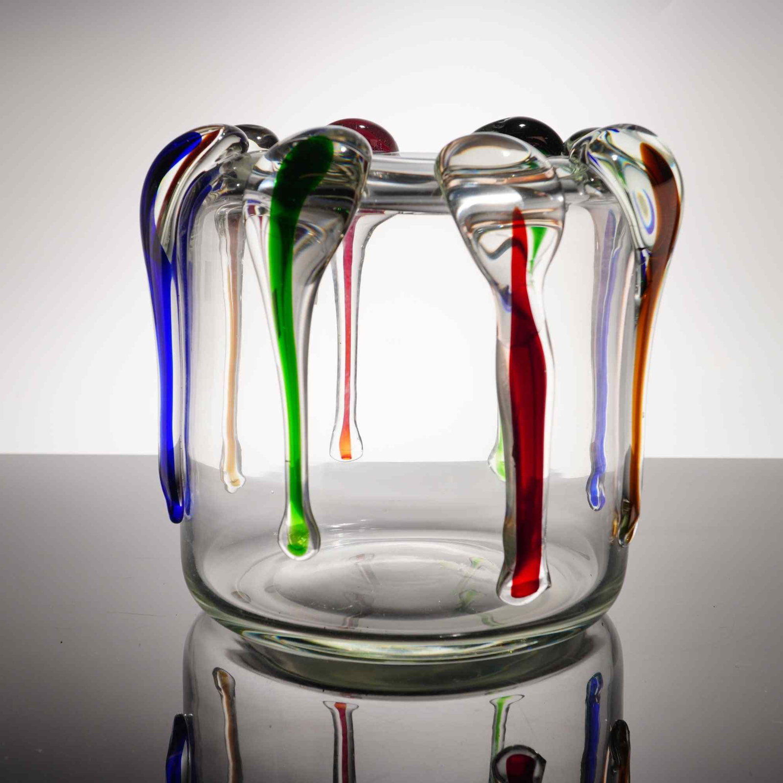 Makora Krosno Polish Art Glass Multicolor Drip Vase (1 of 4)