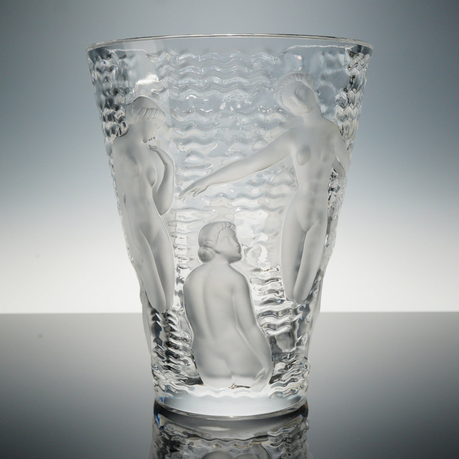 Lalique Frosted and Clear Crystal Vase, Ondines (1 of 4)