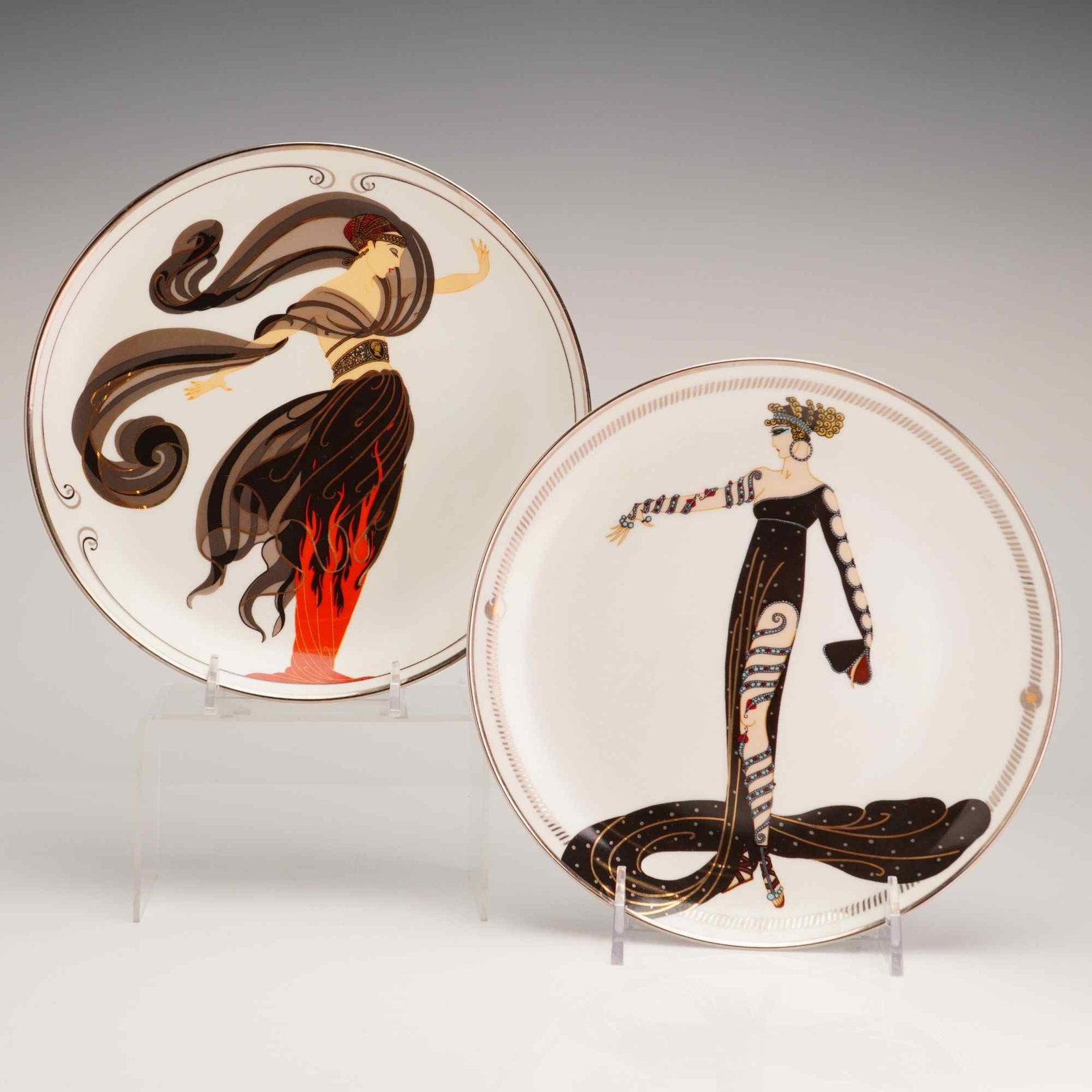 2pc Franklin Mint House of Erte Limited Edition Porcelain Wall Plates (1 of 3)