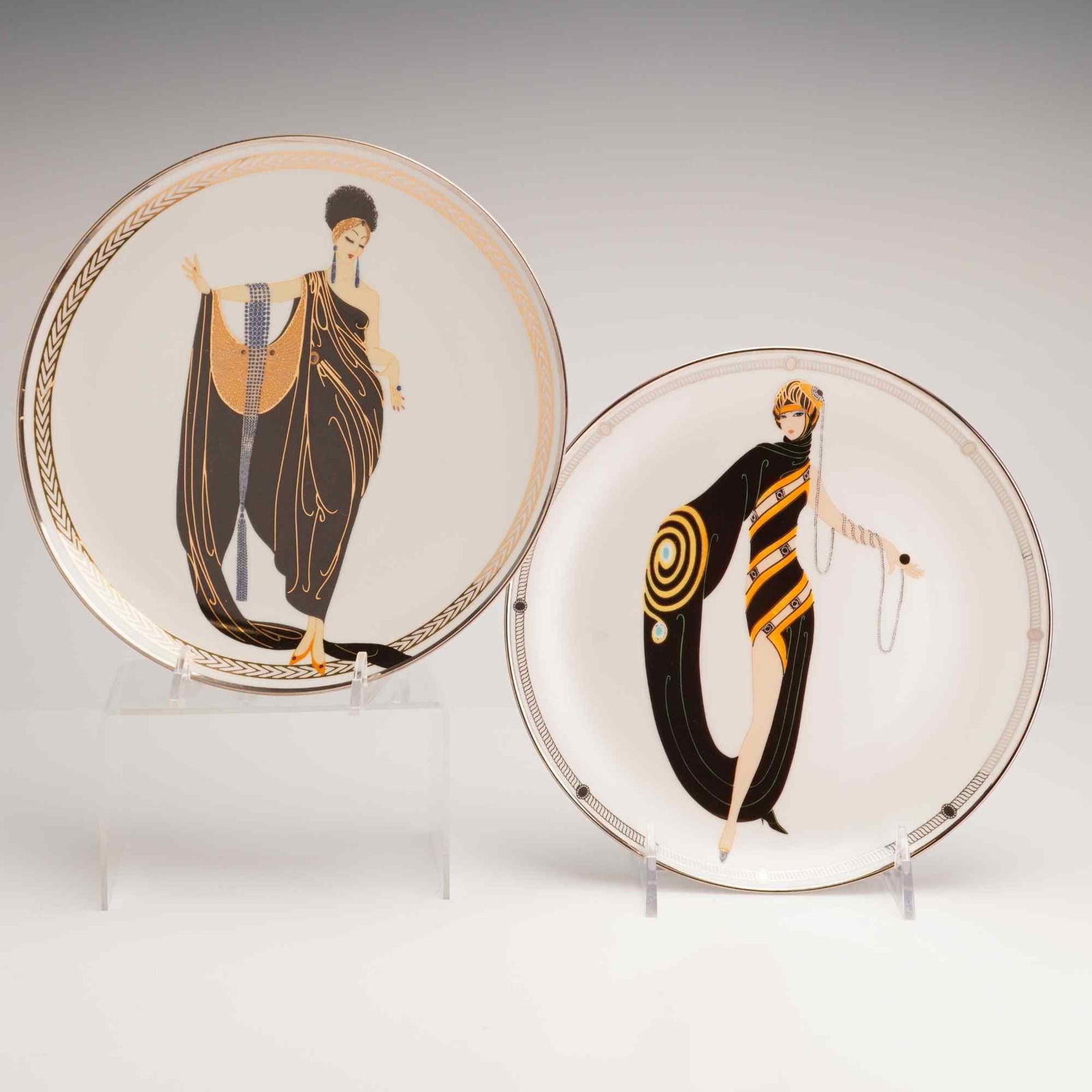 2pc Franklin Mint House of Erte Limited Edition Porcelain Wall Plates (1 of 3)