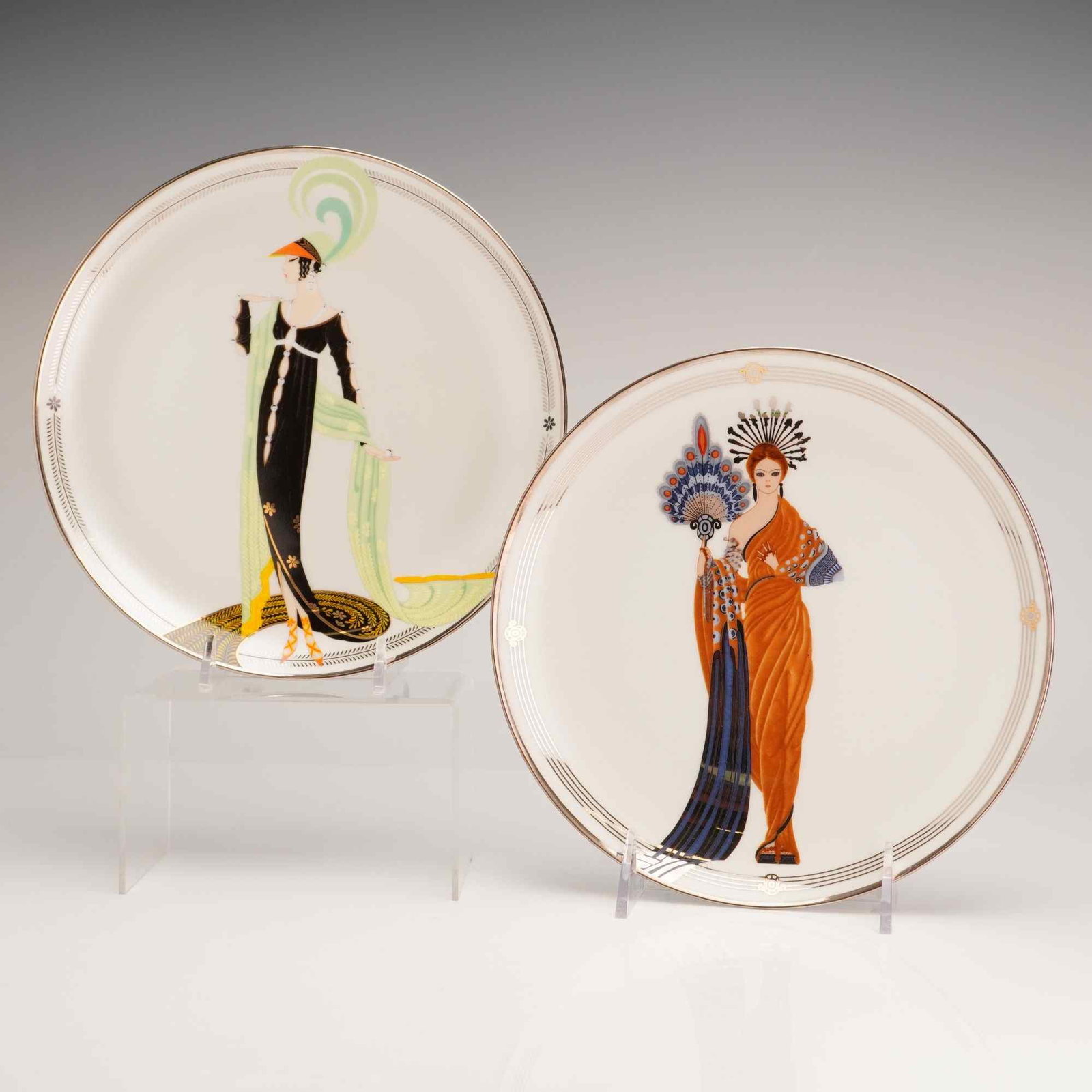 2pc Franklin Mint House of Erte Limited Edition Porcelain Wall Plates (1 of 3)