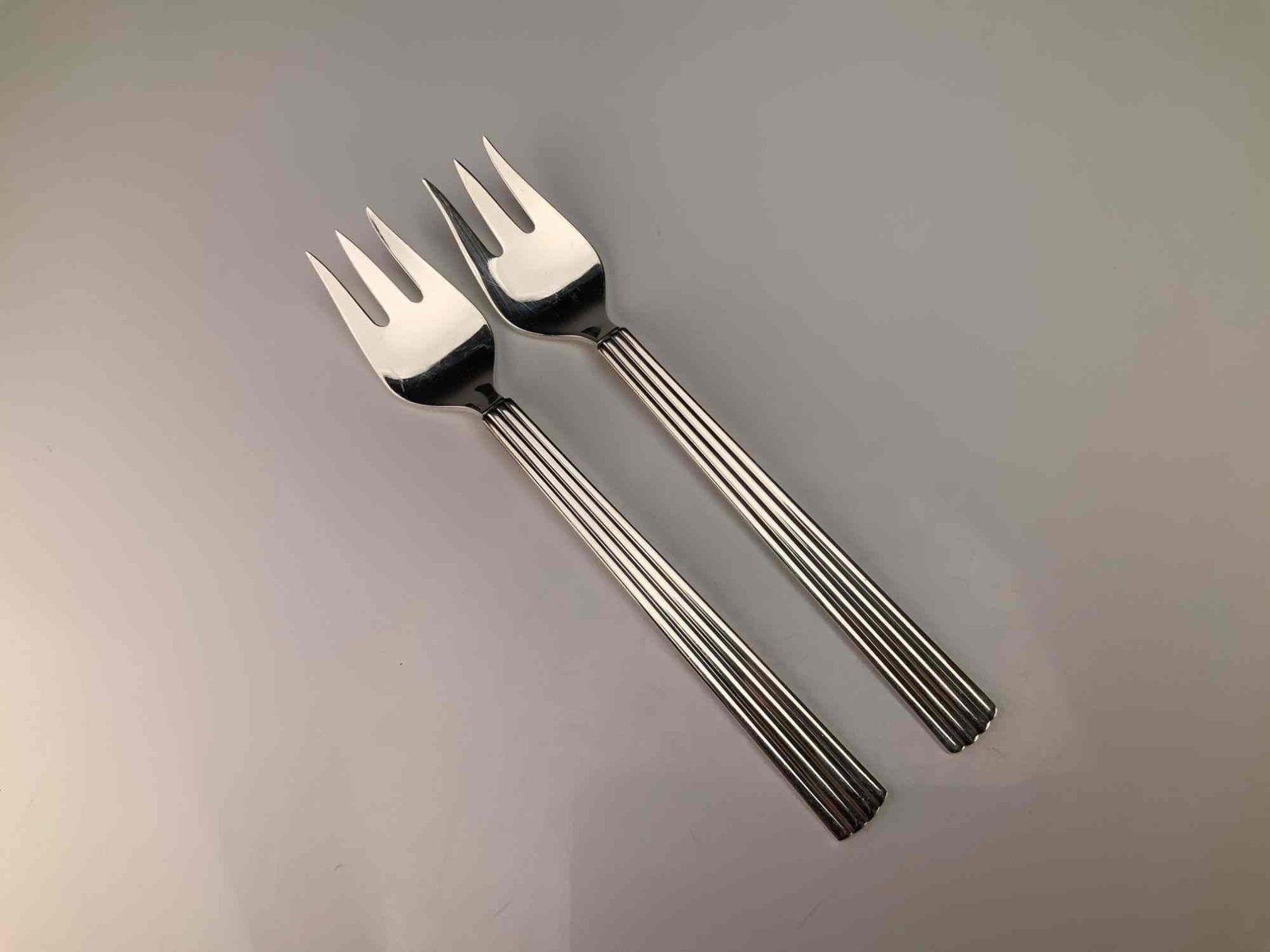 A Pair of Georg Jensen Sterling Silver Bernadotte Fish Forks (1 of 3)
