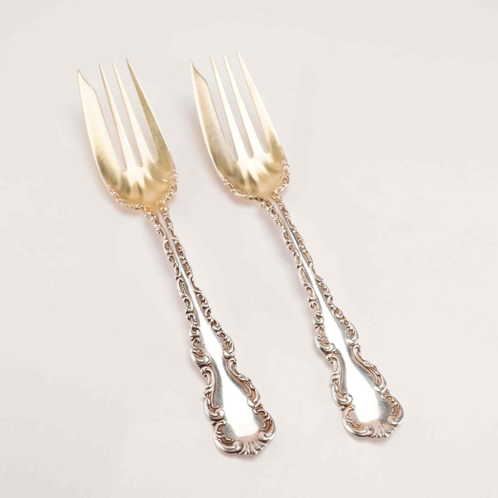 2pc Whiting Manufacturing Co. Sterling Silver Beef or Fish Forks, Louis XV Pattern (1 of 5)