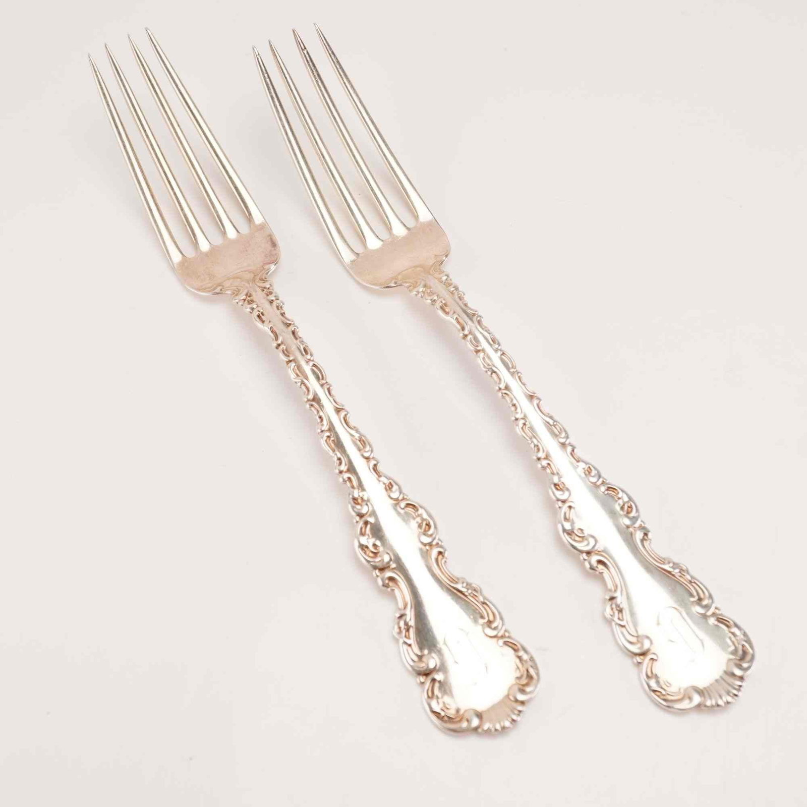 2pc Whiting Manufacturing Company Sterling Silver Forks, Louis XV (1 of 5)
