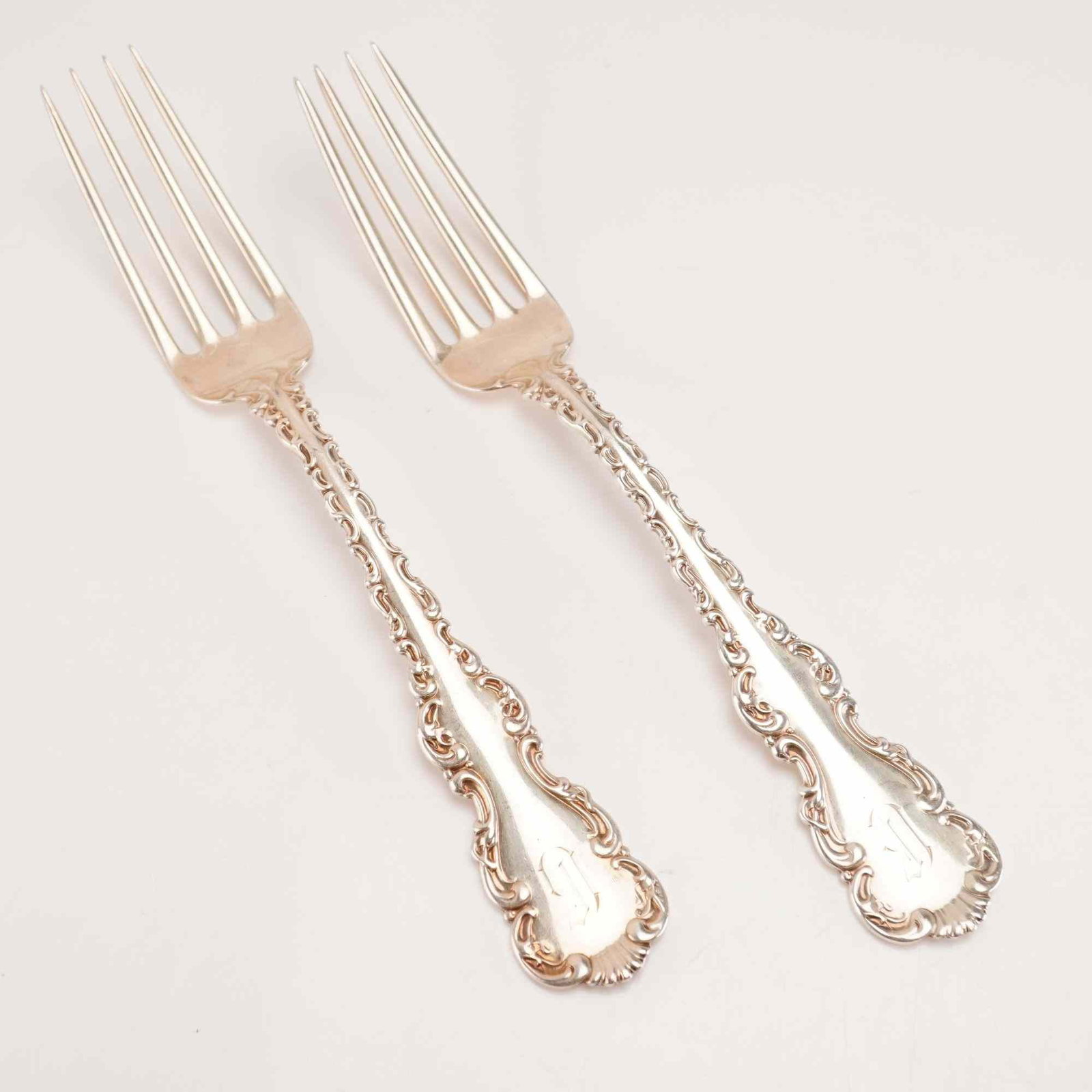 2pc Whiting Manufacturing Company Sterling Silver Forks, Louis XV (1 of 5)