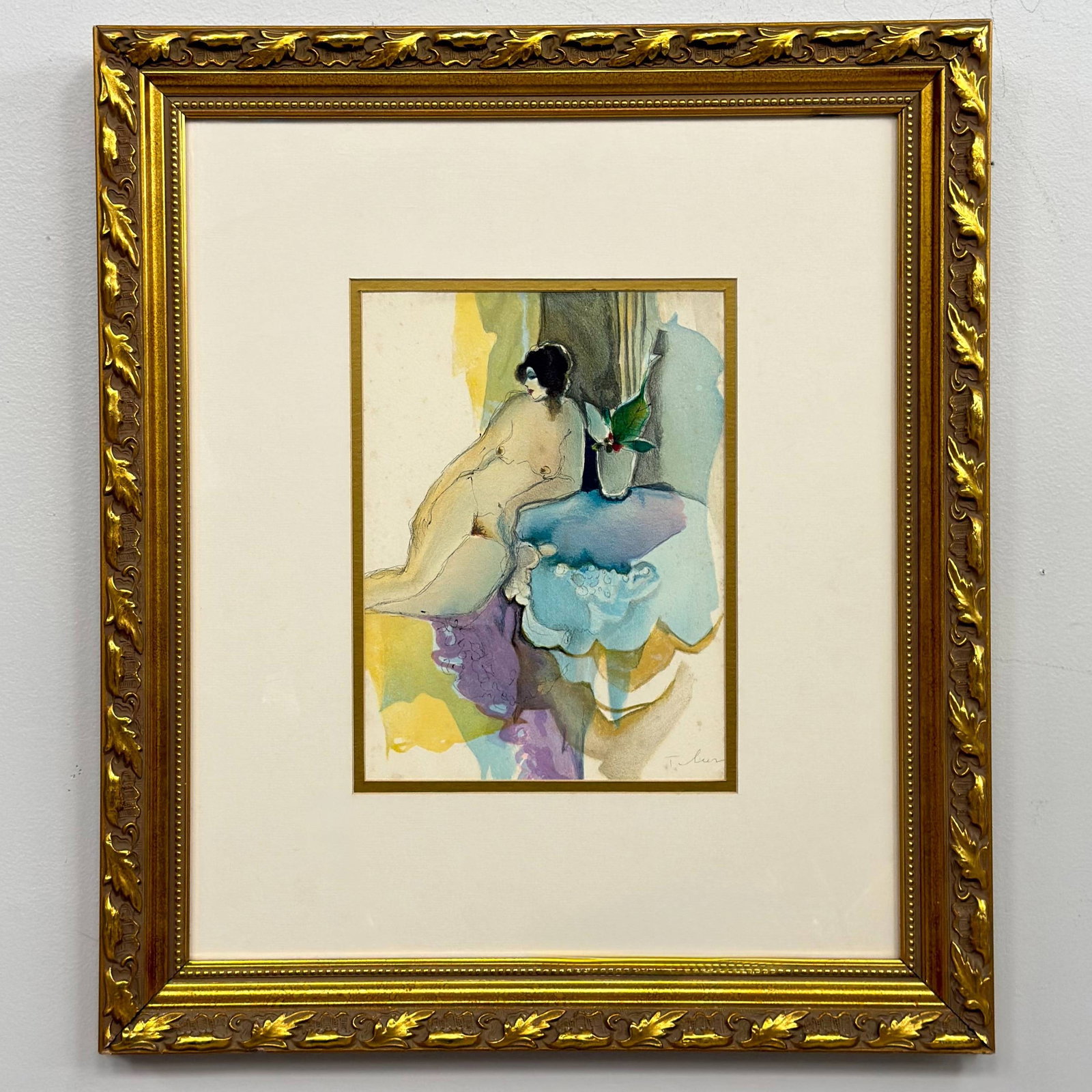Itzchak Tarkay (Israeli, 1935-2012) Nude with Flowers, Limited Edition Color Lithograph (1 of 4)