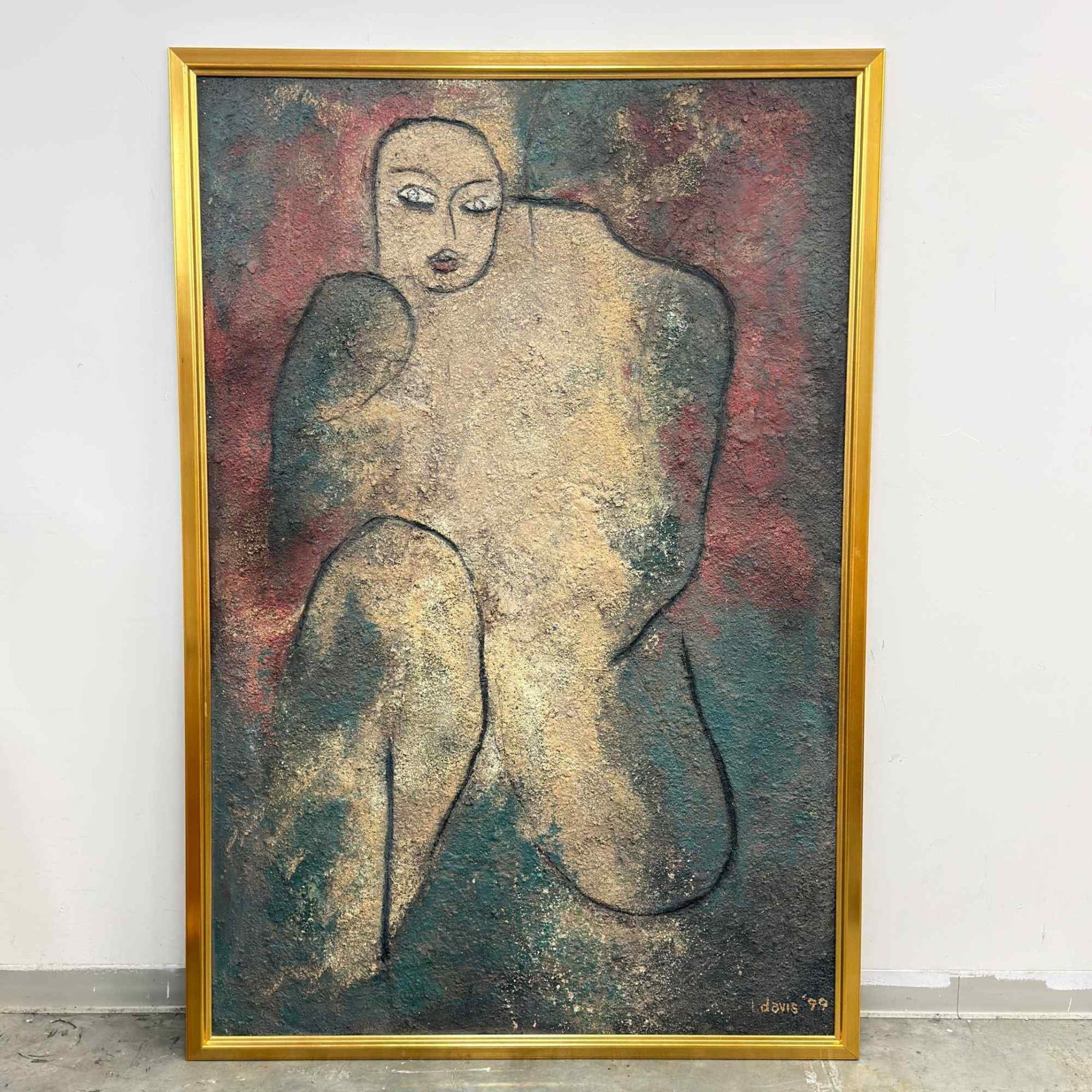 B. Davis (20th Century), Expressionist Nude Figure, Mixed Media on Board, 1999 (1 of 6)