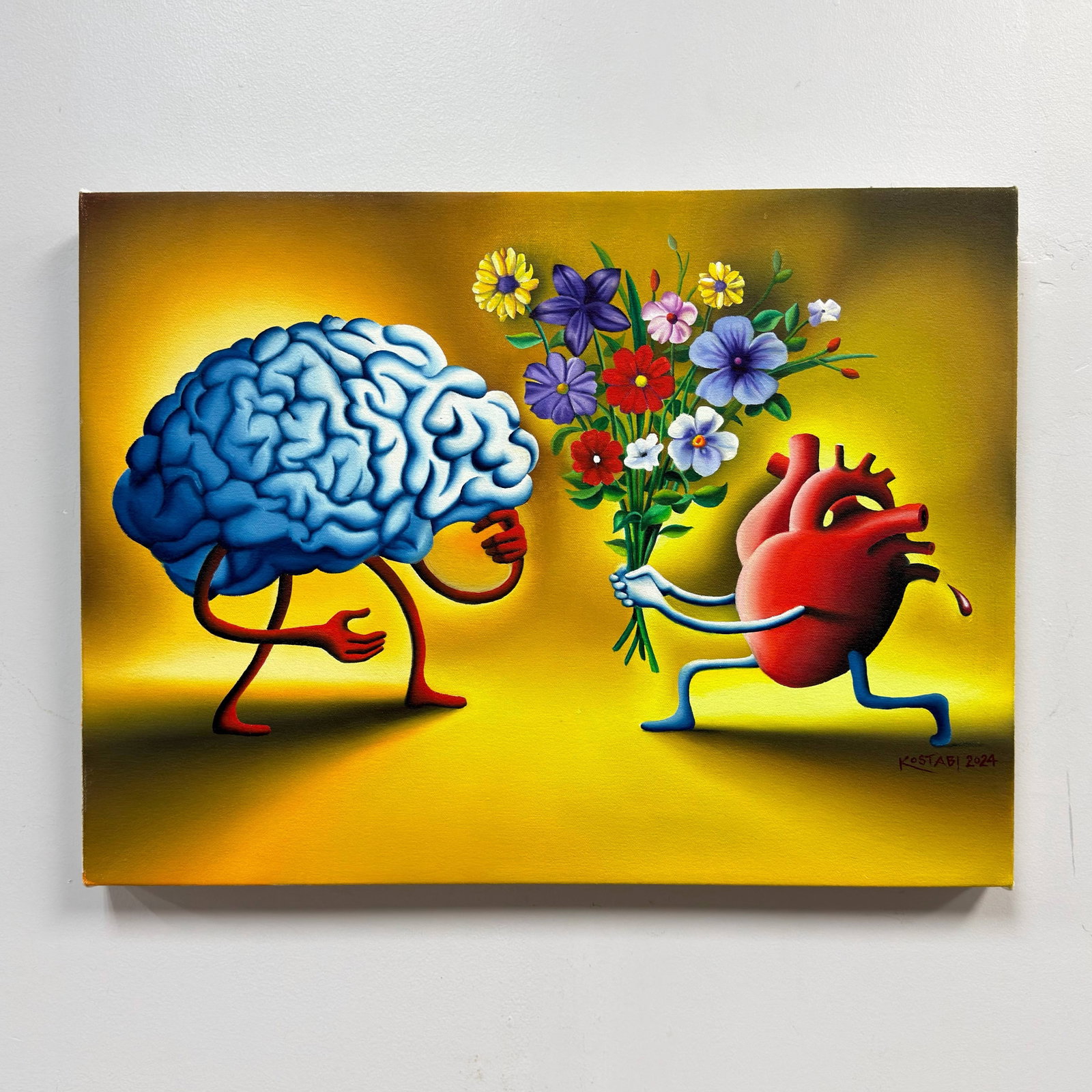 Mark Kostabi (American, b. 1960), Emotional Intelligence, 2024, Original Oil on Canvas (1 of 4)