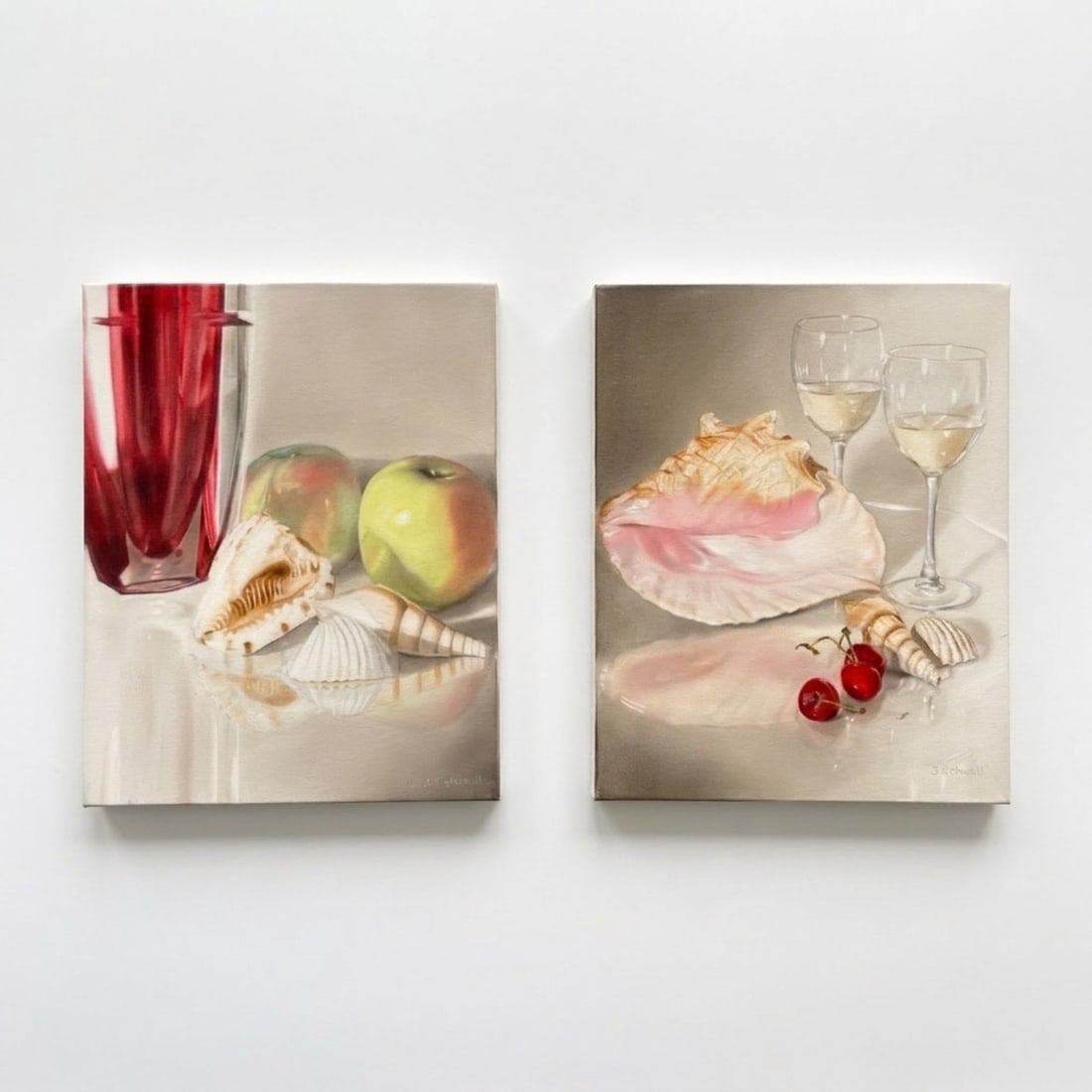 Pair of Still-Life Oil on Canvas Paintings by J. Latreille (1 of 5)