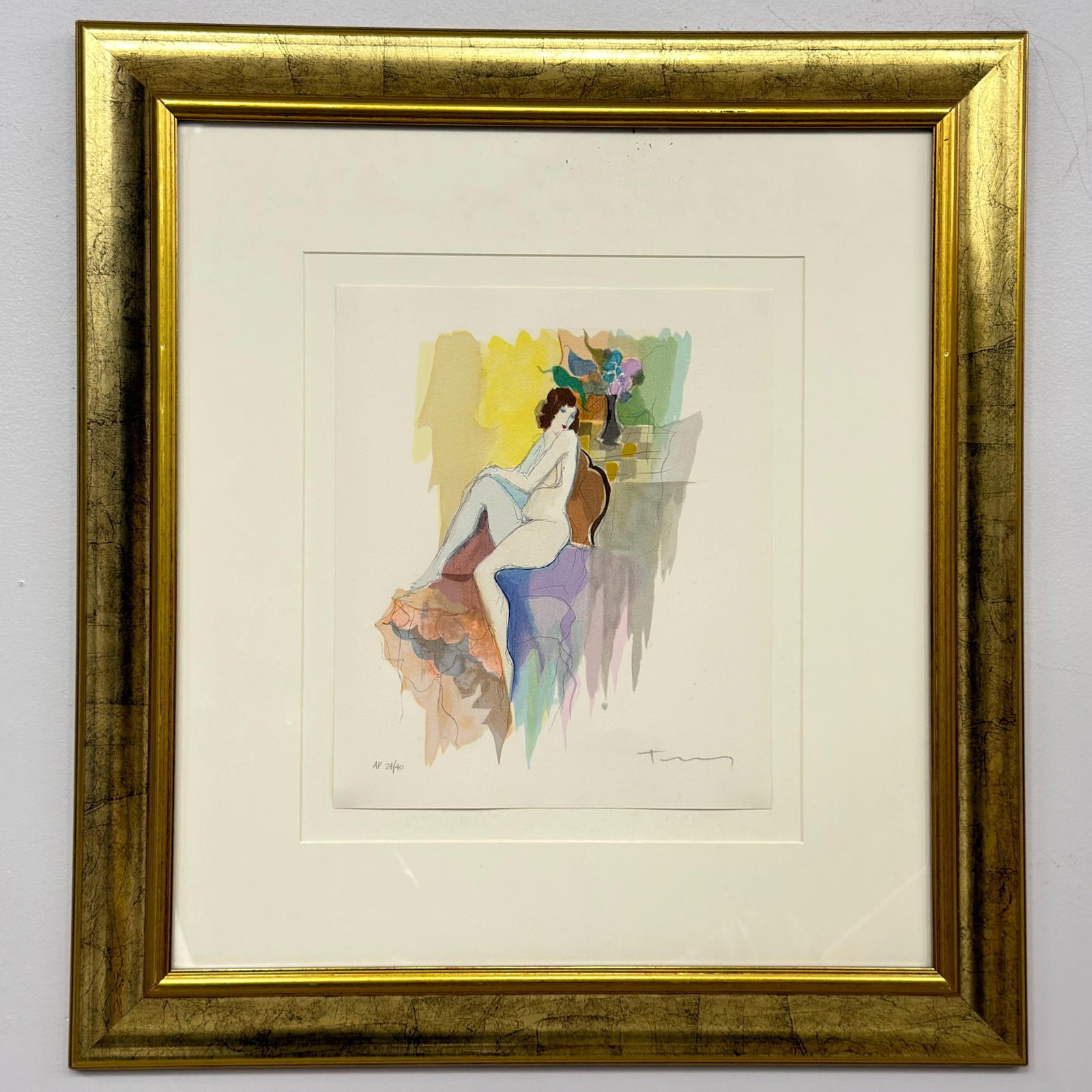 Itzchak Tarkay, Seated Nude with Flowers Artist's Proof Serigraph (1 of 5)