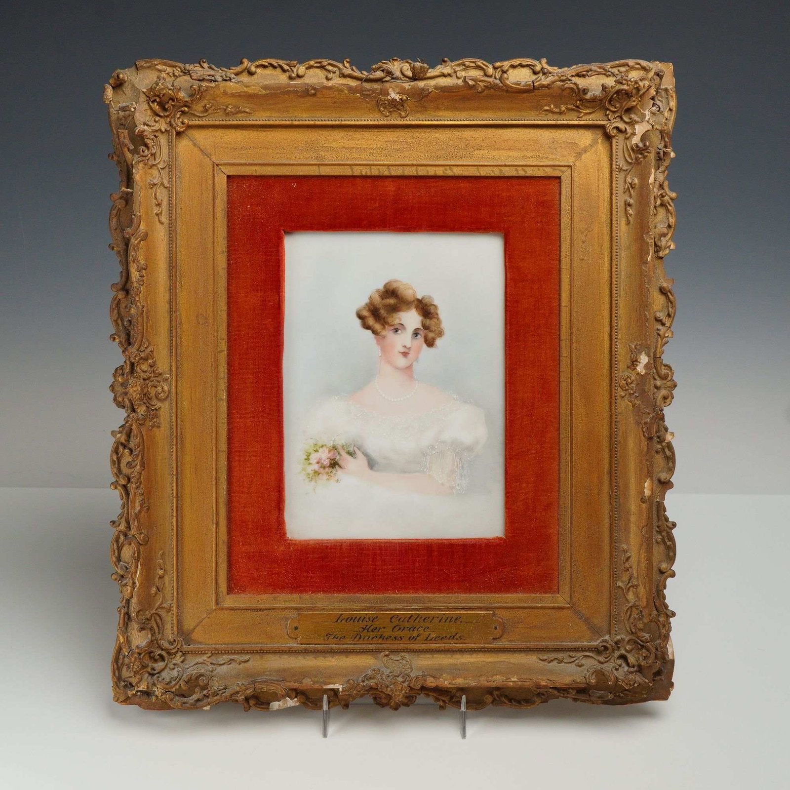 19th Century Gouache on Enamel, Portrait of Louise Catherine, Duchess of Leeds, Framed (1 of 4)
