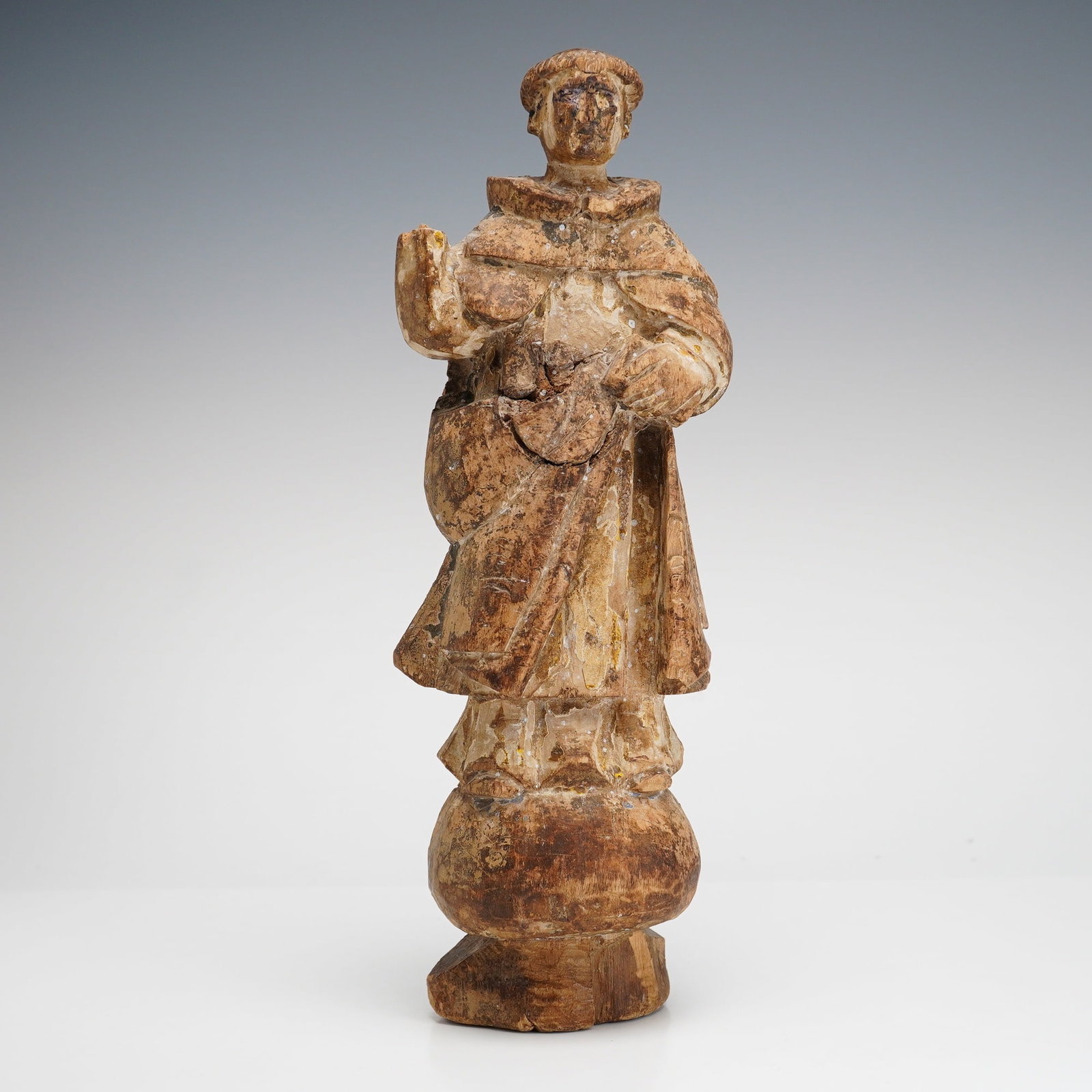 Spanish Colonial Style Hand Carved Wood Santos Figure of Saint Francis of Assisi (1 of 3)