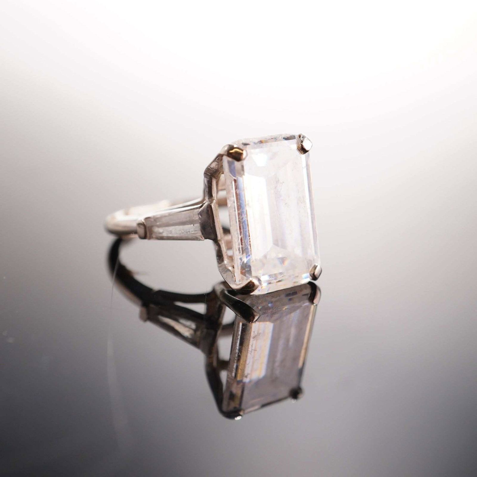 14 Karat White Gold Emerald-Cut Stone Ring (1 of 5)