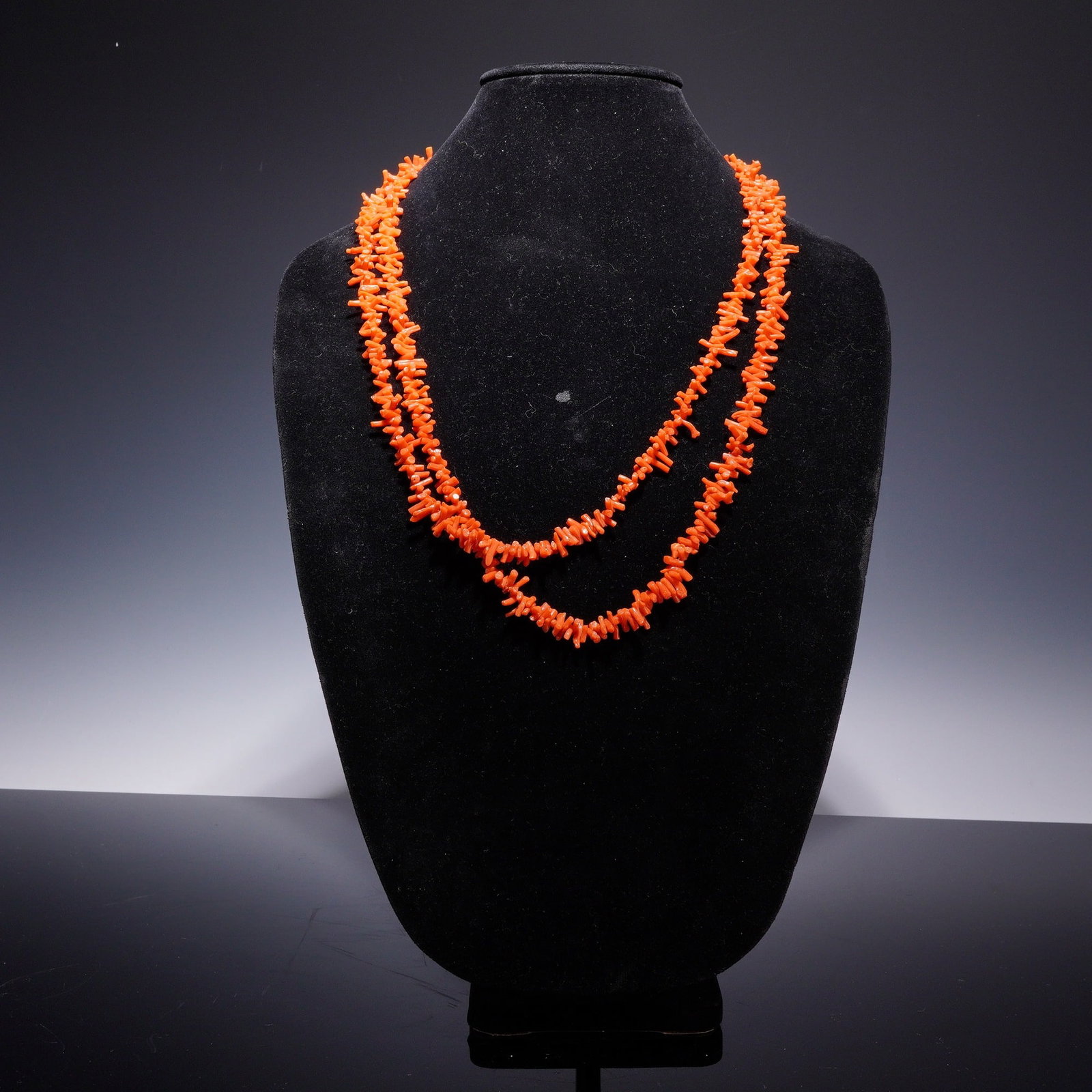 Double-Strand Orange Branch Coral Necklace with Sterling Silver Clasp (1 of 3)