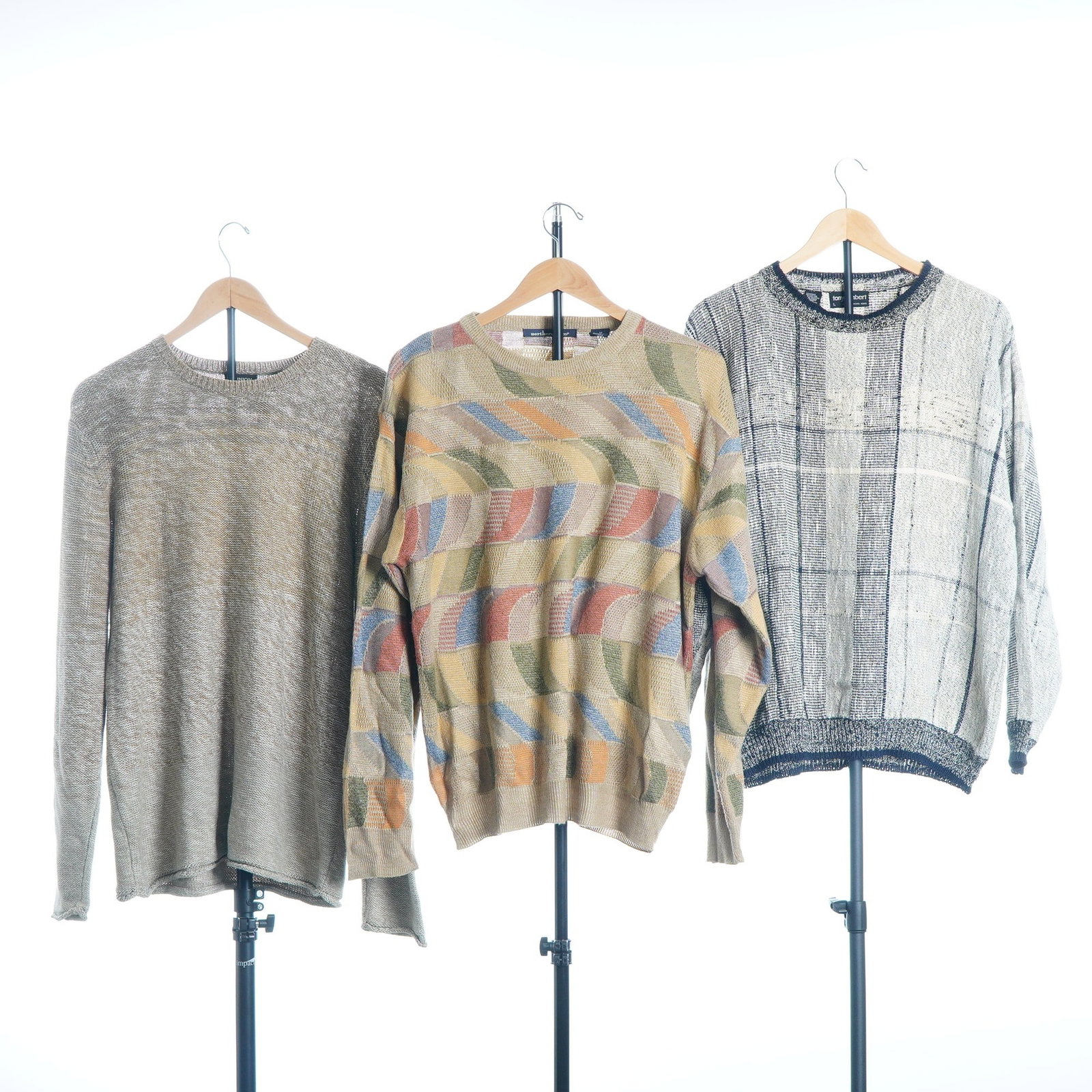 3pc Vintage Men's Knit Sweaters by Tony Lambert, Reunion, and Northern Isles, Sizes M and L (1 of 5)