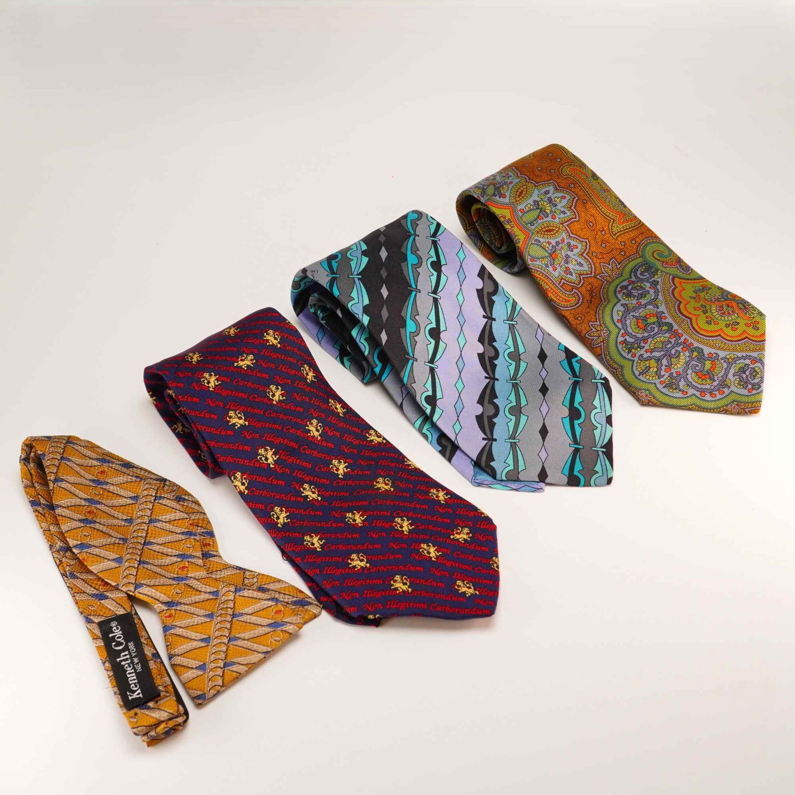 4pc 100% Silk Gentlemen's Ties and Bow Tie by Alynn, Etro, Kenneth Cole, and Barra (1 of 4)