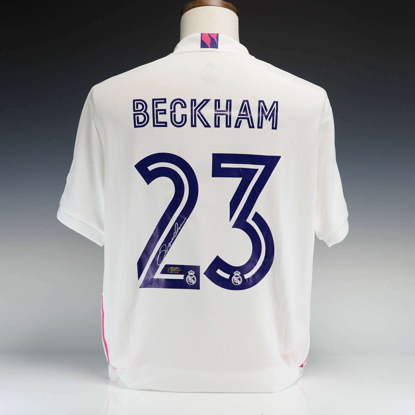 David Beckham Autographed Real Madrid CF 2020-21 Adidas Replica Home Jersey with Panini COA (1 of 4)