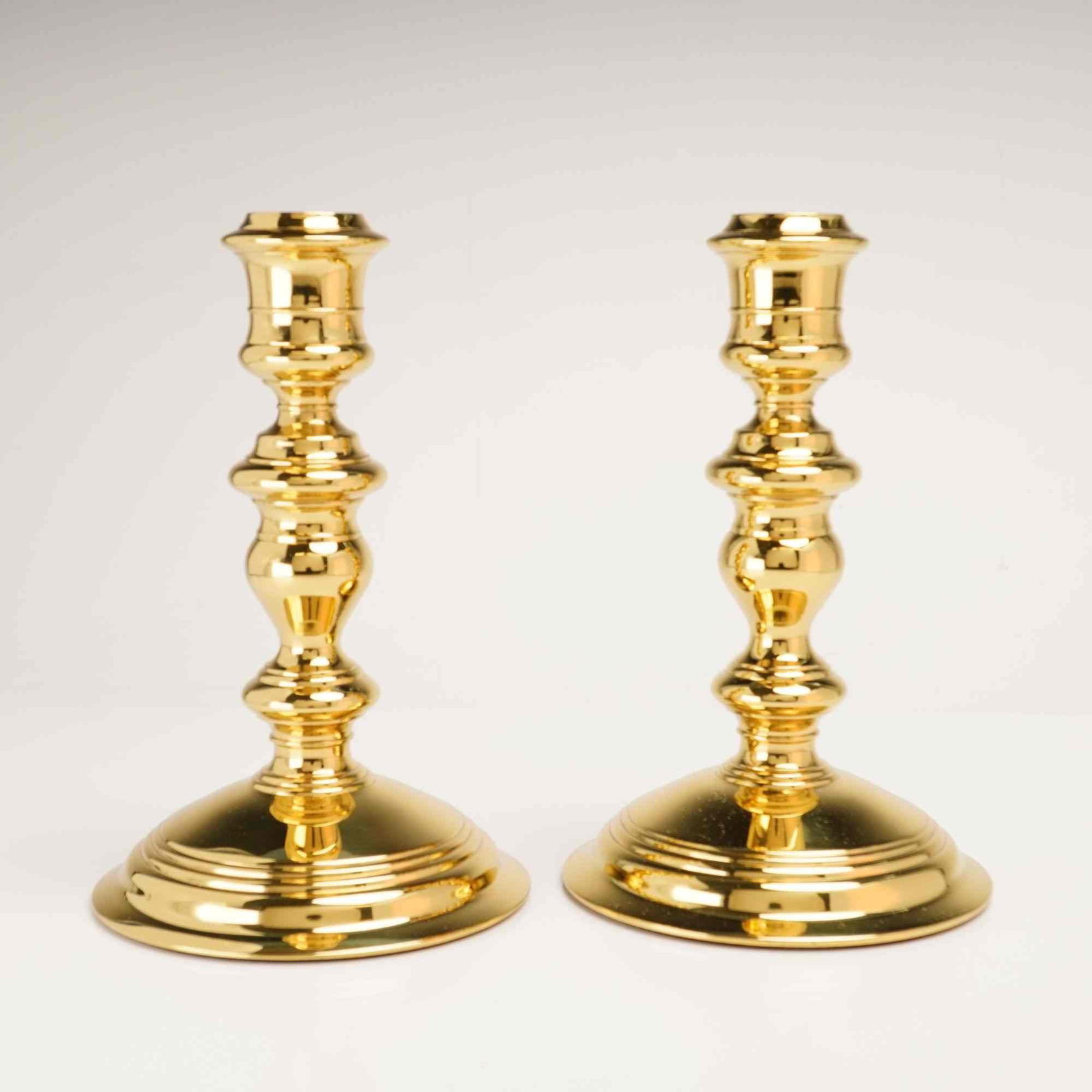 A Pair of Williamsburg Sedgefield by Adams Brass Candle Holders with Boxes (1 of 3)