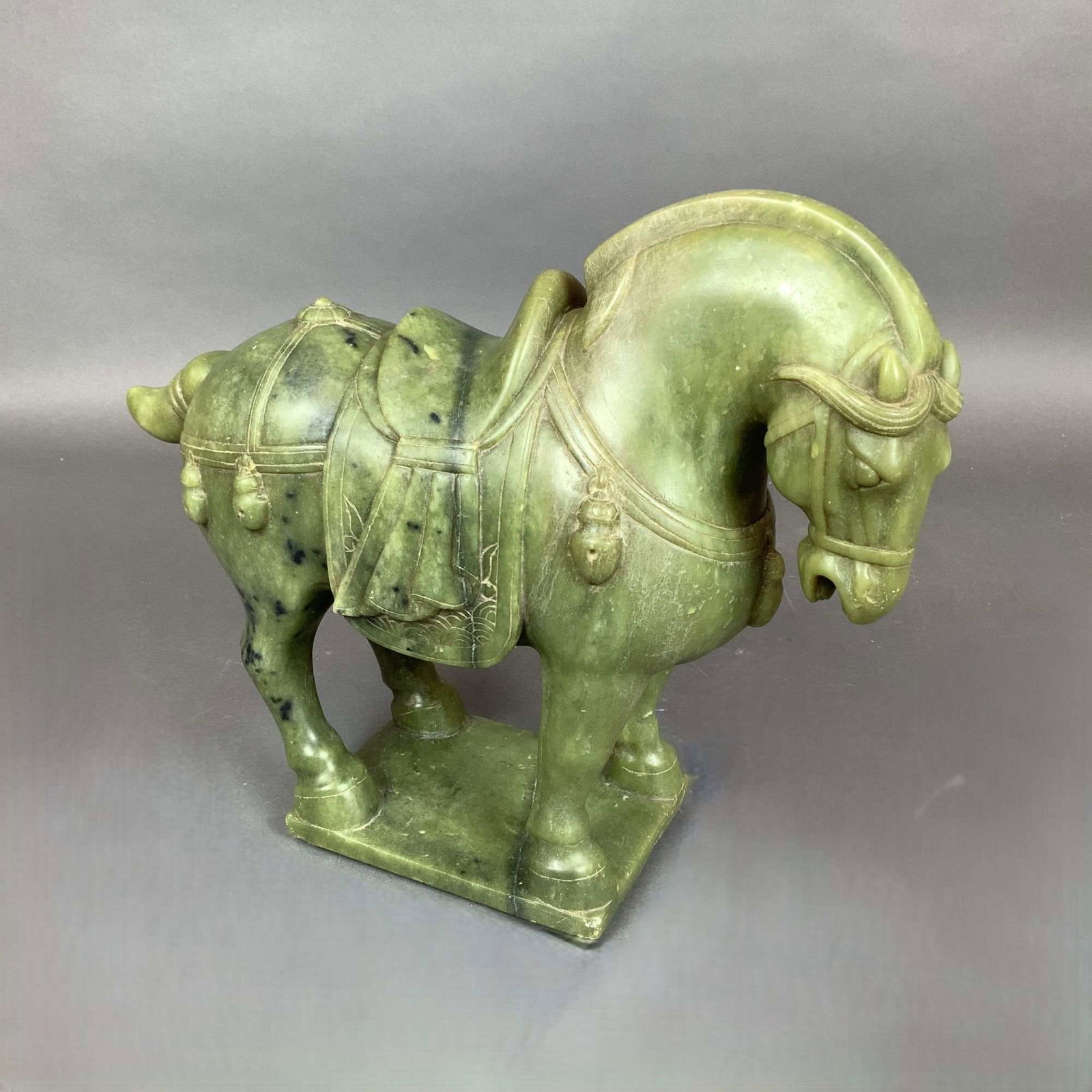 Chinese Carved Green Hardstone Horse Sculpture in the Tang Dynasty Style (1 of 3)