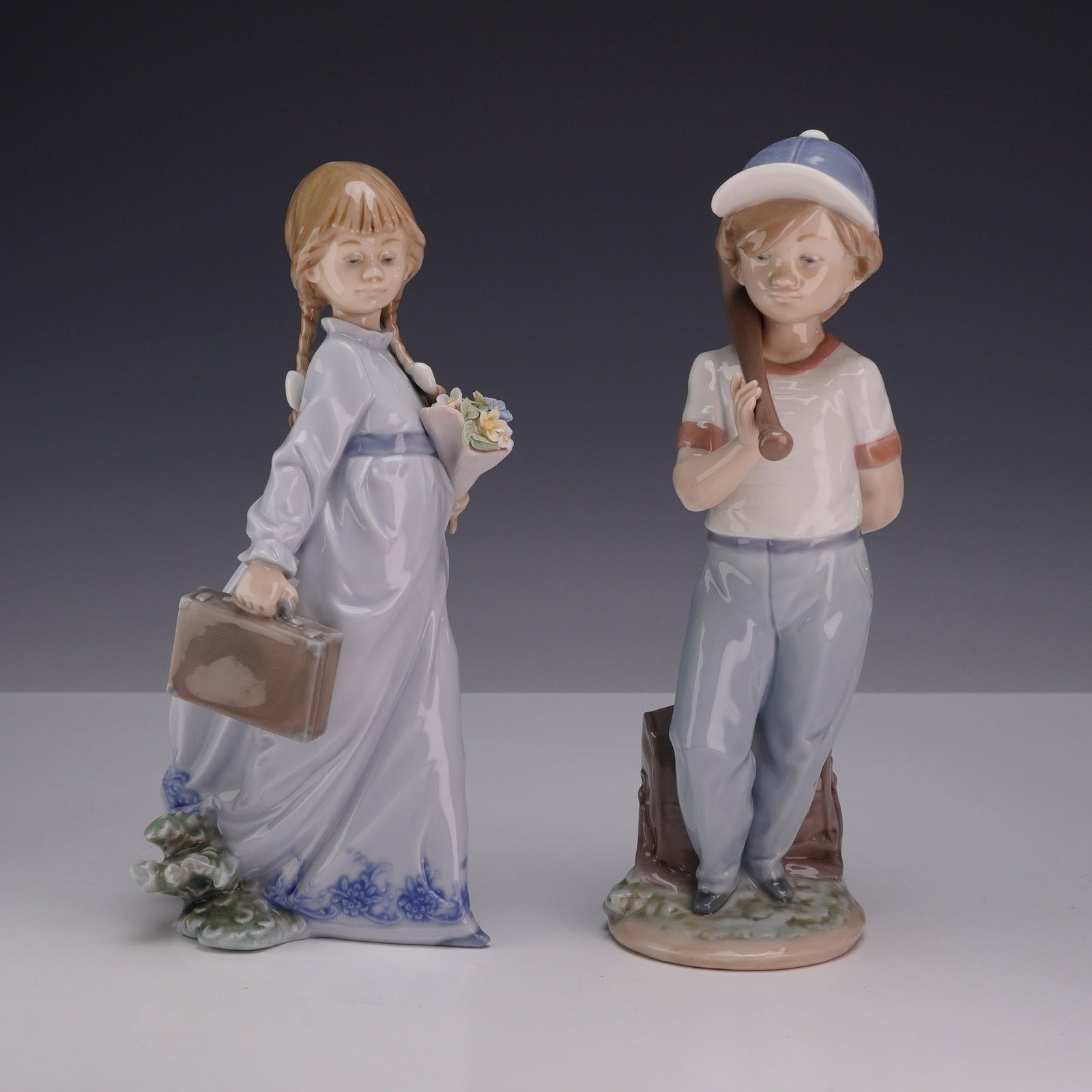 Two Lladro Porcelain Collectors Society Figurines, School Days 01007604 and All Aboard 01007610 (1 of 4)