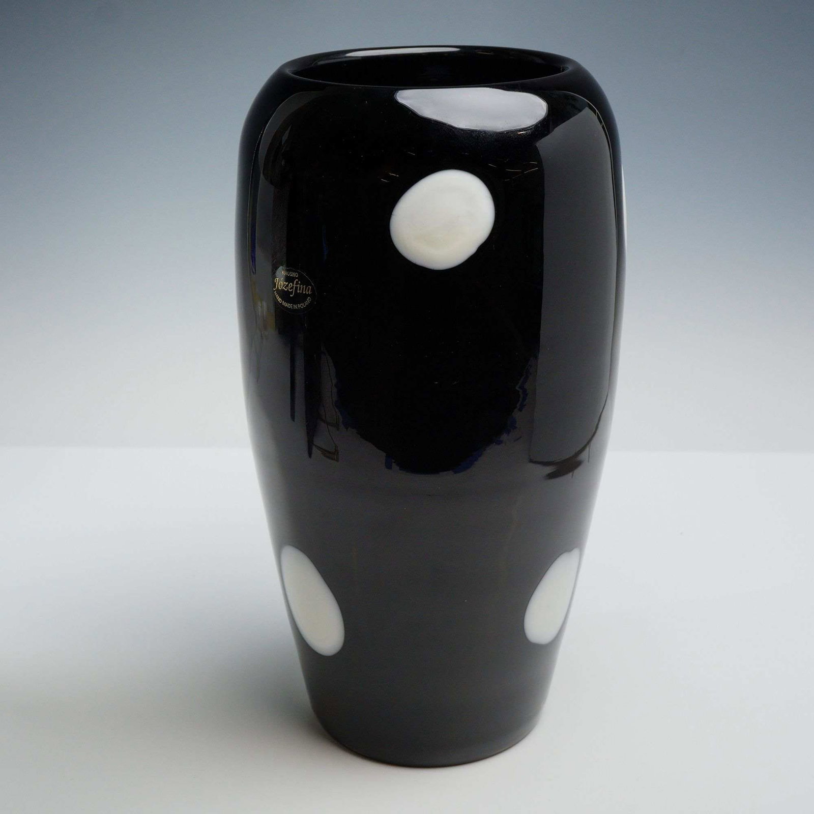 Krosno Jozefina Black and White Polka Dot Art Glass Vase (1 of 4)