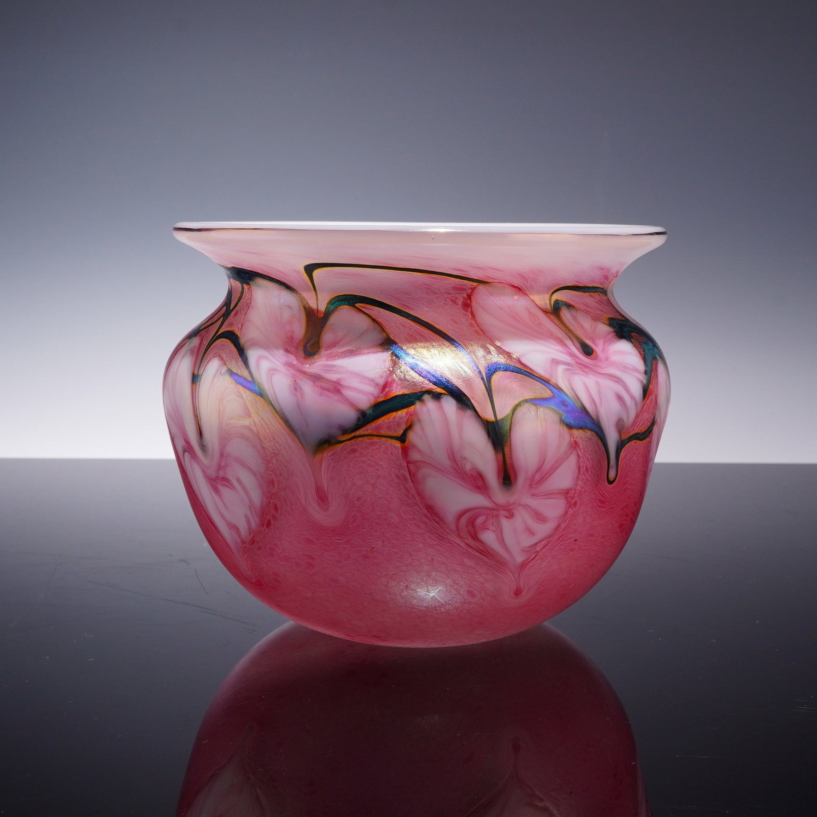 Studio Mark Multi Flora Iridescent Art Glass Vase, 1997 (1 of 3)