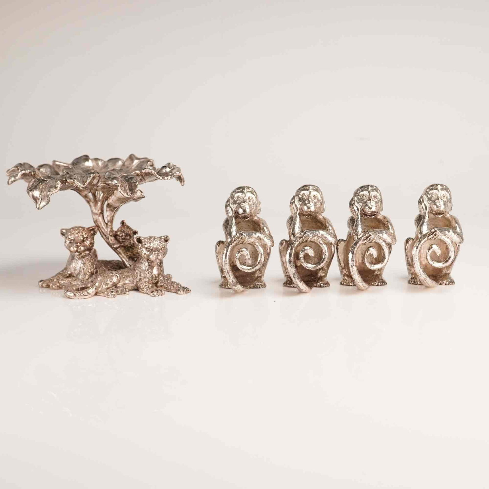 Five-Piece Arthur Court Safari Collection Including Leopard Centerpiece and Monkey Napkin Rings (1 of 5)