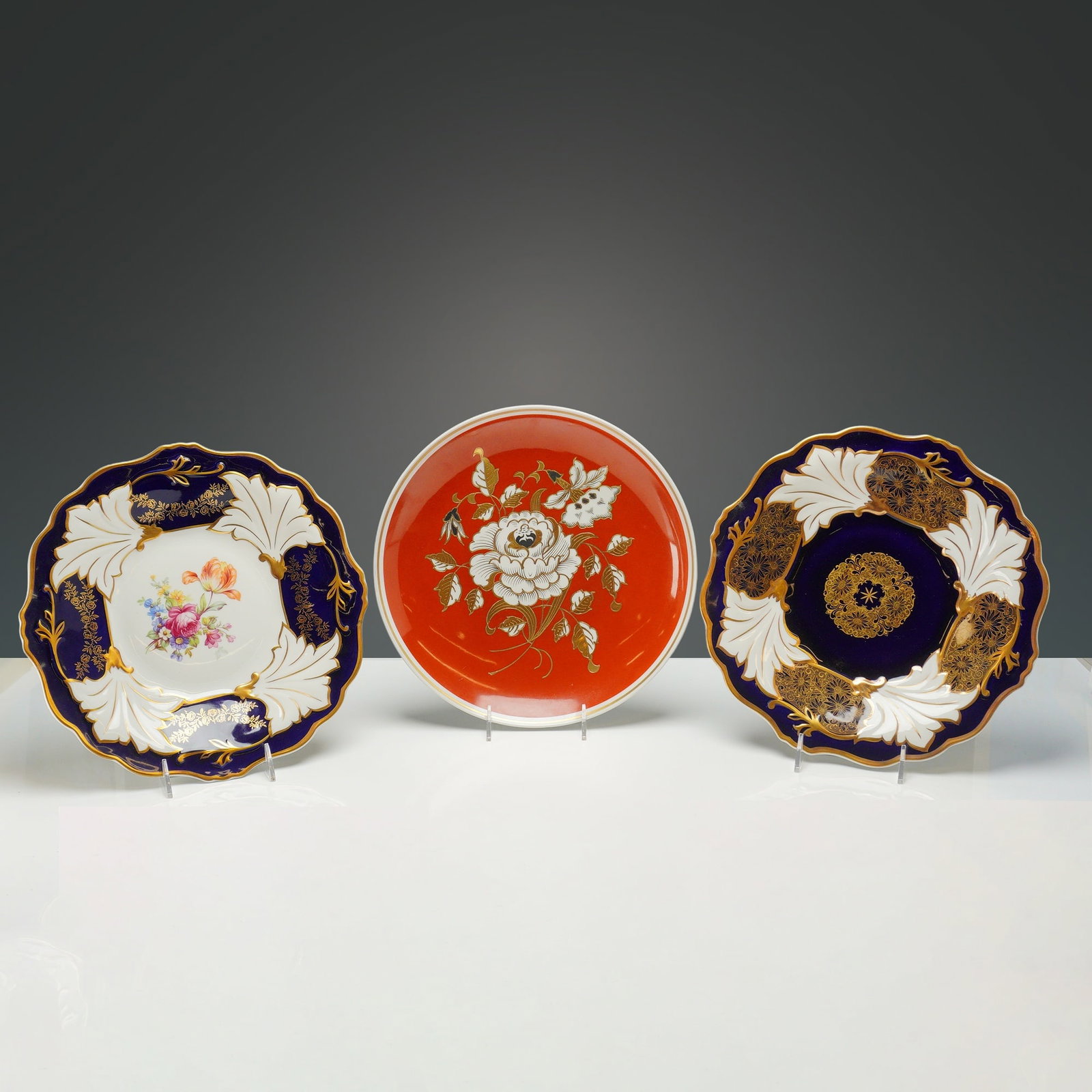 3pc Wiemar and Wallendorf Porcelain Gilded Cabinet Plates (1 of 4)