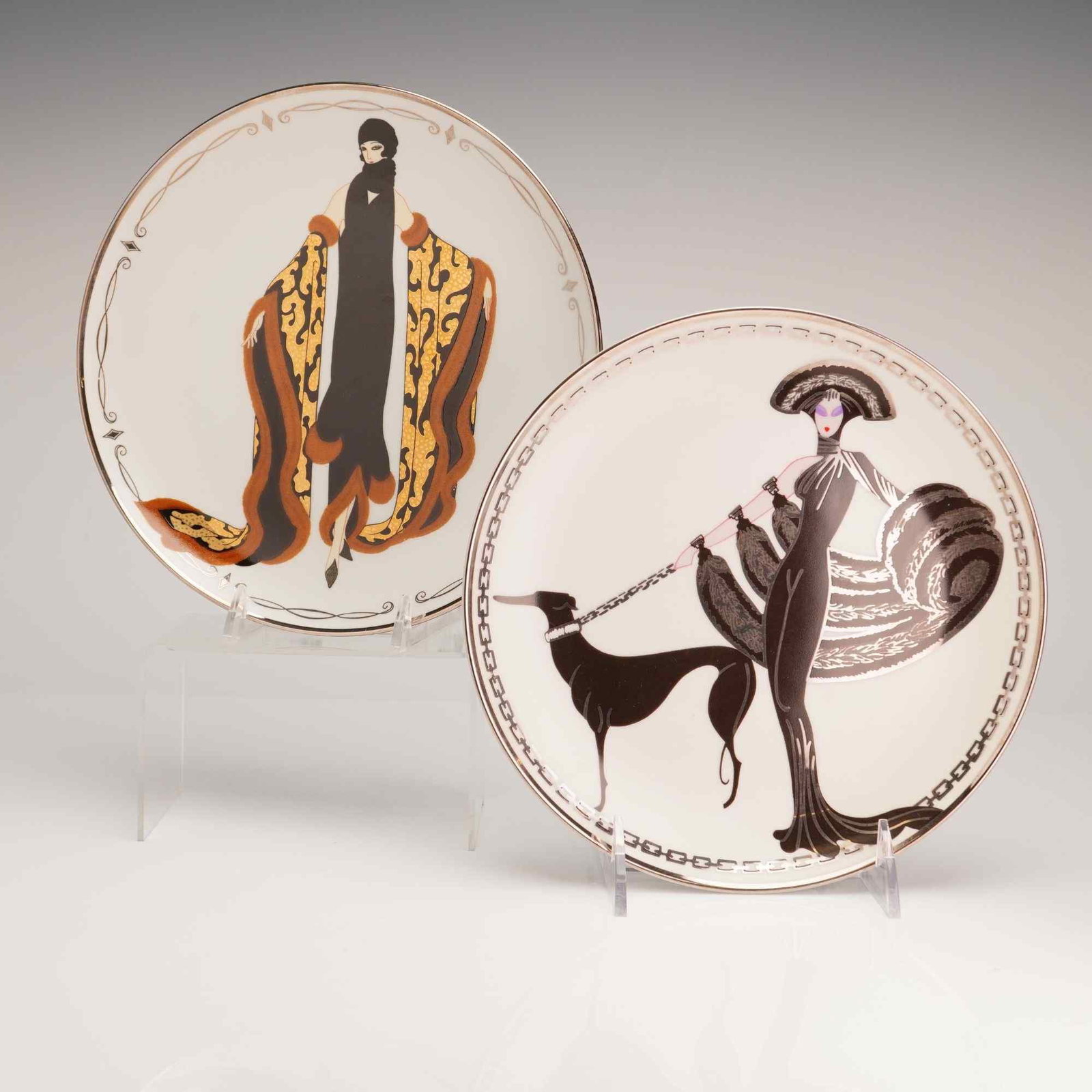 2pc Franklin Mint House of Erte Limited Edition Porcelain Wall Plates (1 of 3)