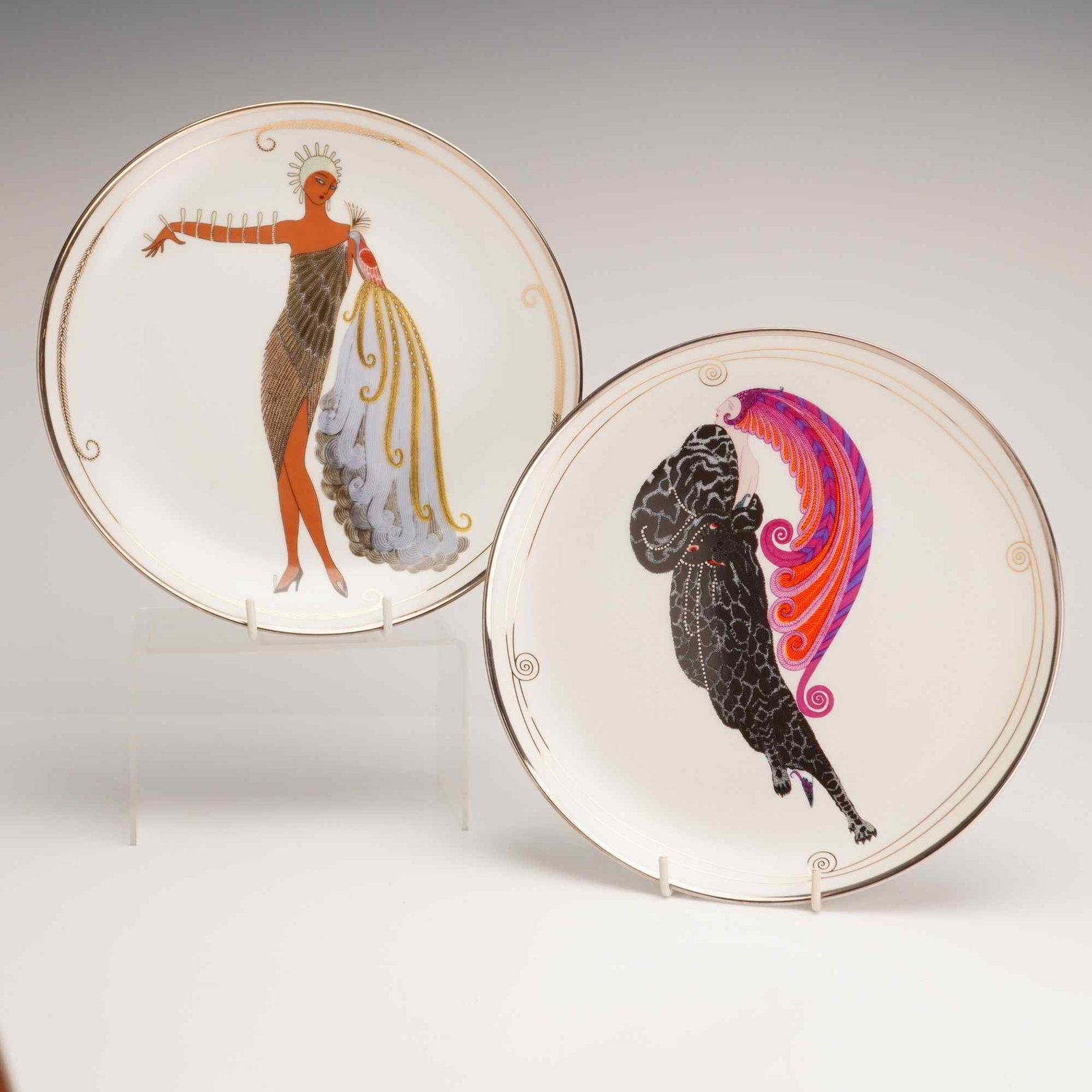 2pc Franklin Mint House of Erte Limited Edition Porcelain Wall Plates (1 of 3)