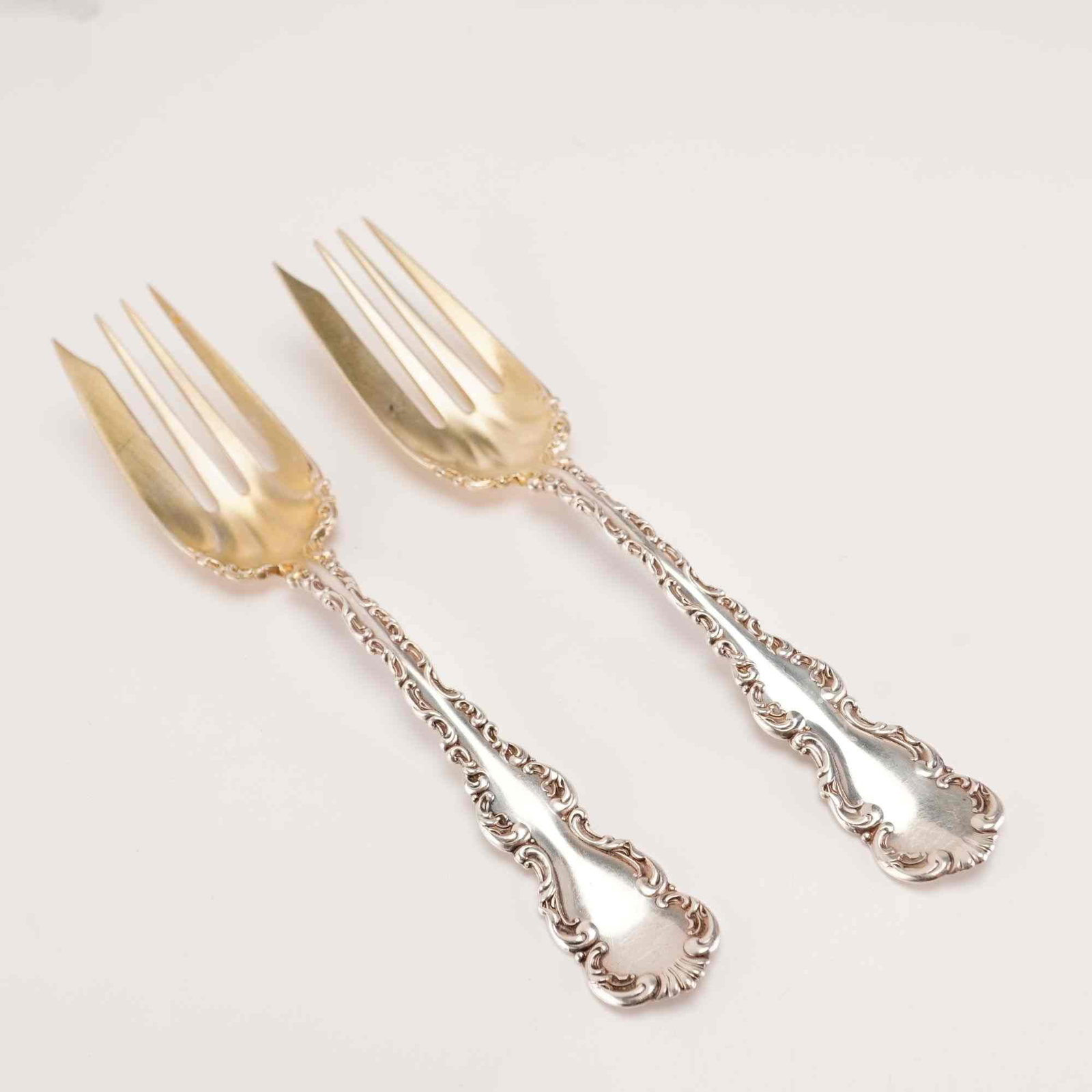 2pc Whiting Manufacturing Co. Sterling Silver Beef or Fish Forks, Louis XV Pattern (1 of 4)
