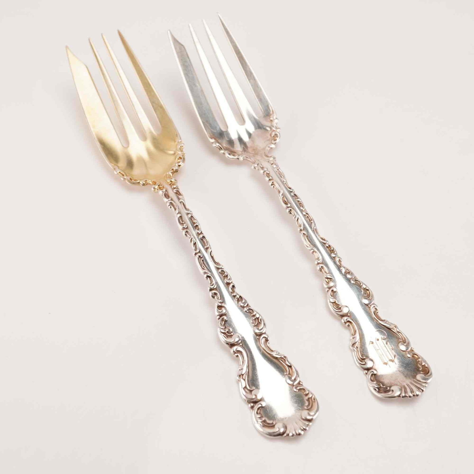 2pc Whiting Manufacturing Co. Sterling Silver Beef or Fish Forks, Louis XV Pattern (1 of 5)