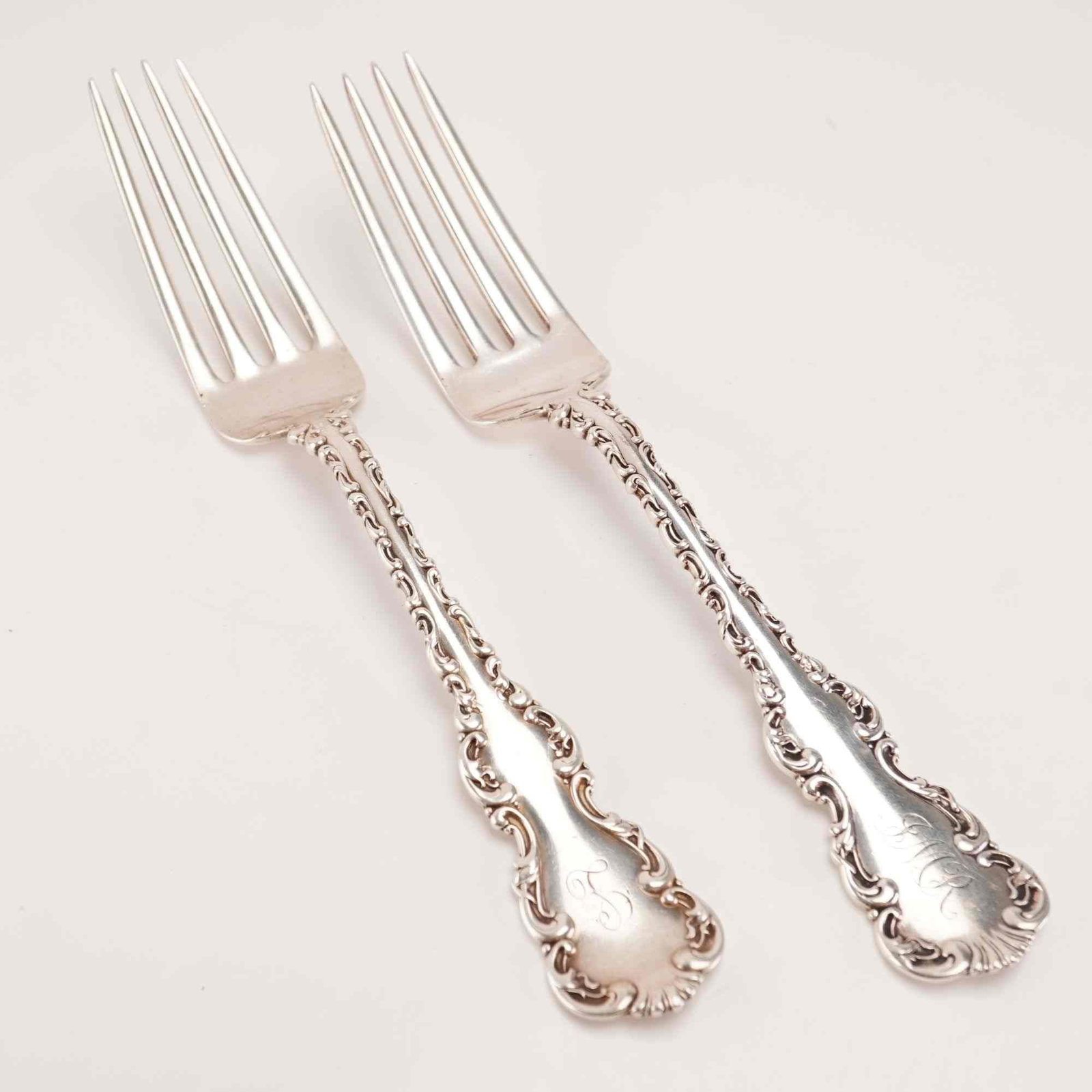2pc Whiting Manufacturing Company Sterling Silver Dinner Forks, Louis XV Pattern (1 of 4)