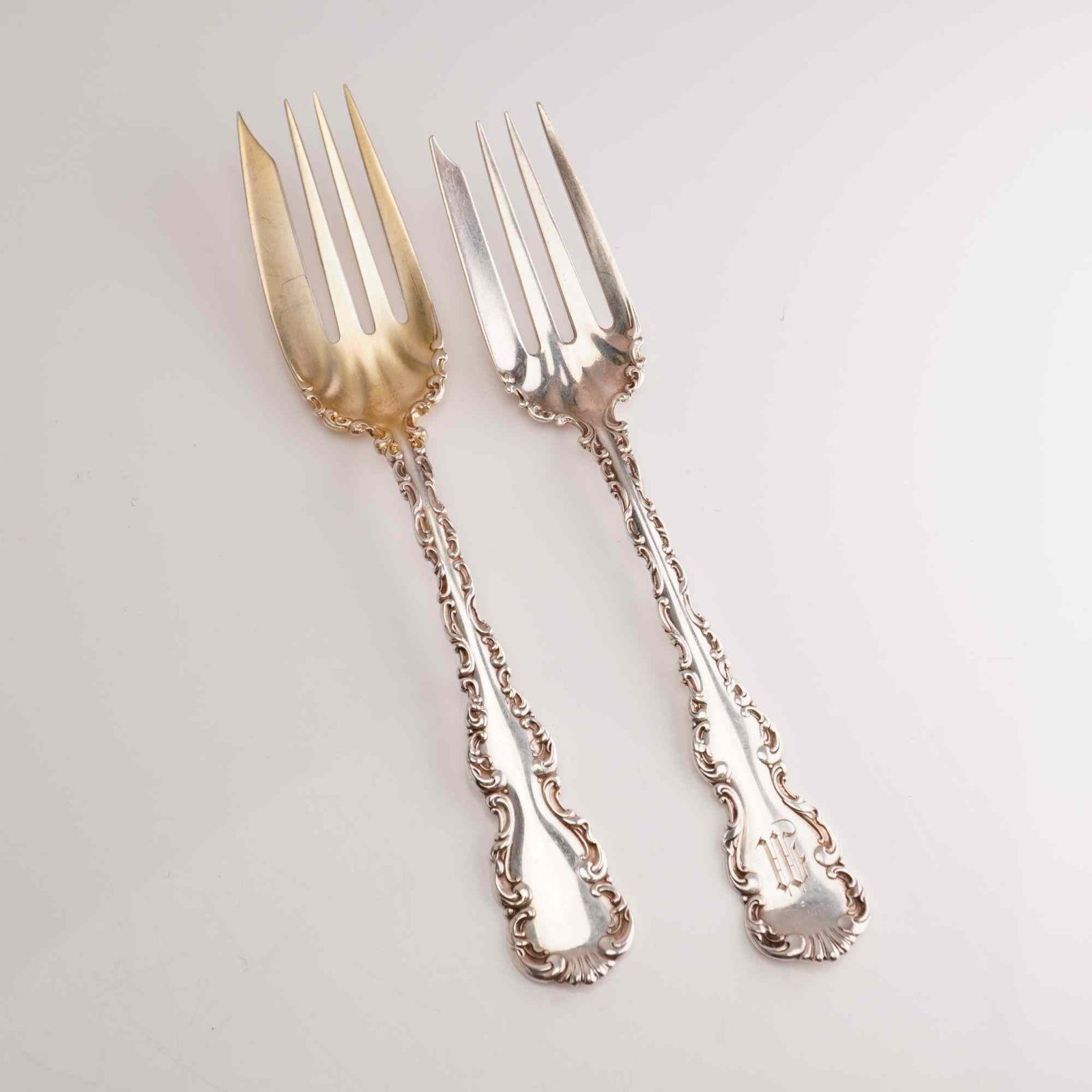 2pc Whiting Manufacturing Company Sterling Silver Fish Forks, Louis XV (1 of 4)