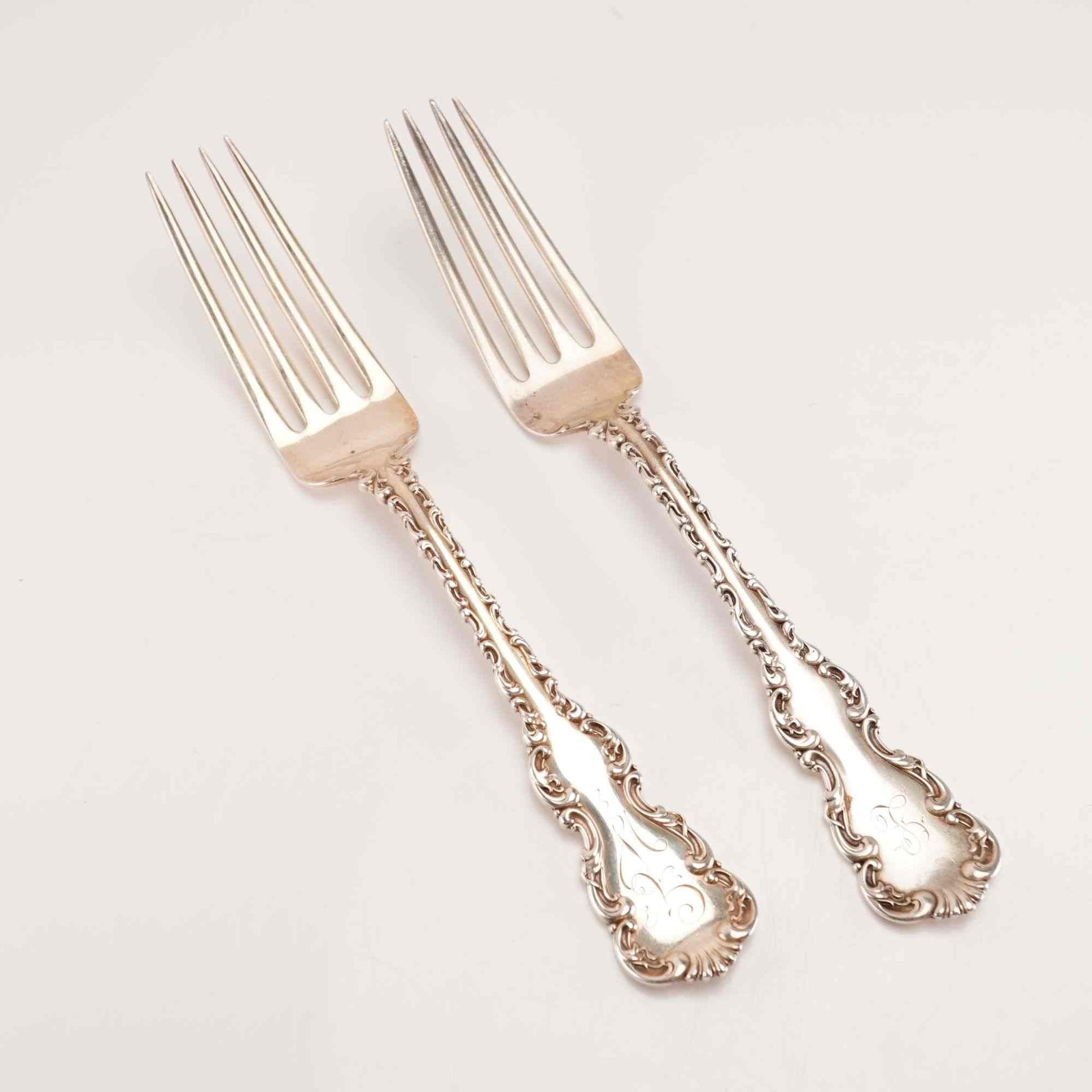 2pc Whiting Manufacturing Company Sterling Silver Forks, Louis XV (1 of 4)