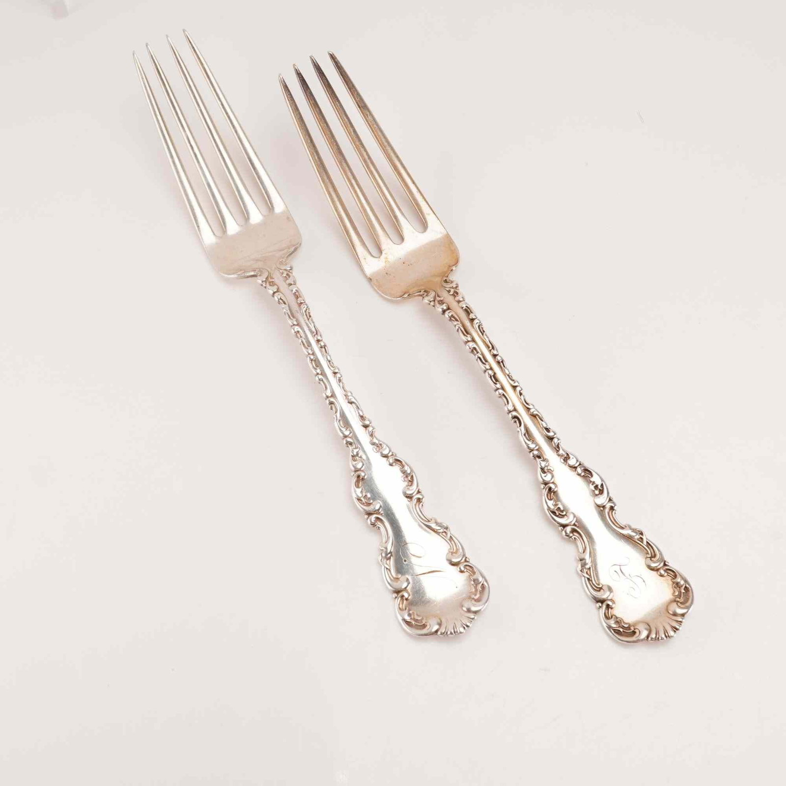 2pc Whiting Manufacturing Company Sterling Silver Forks, Louis XV (1 of 5)