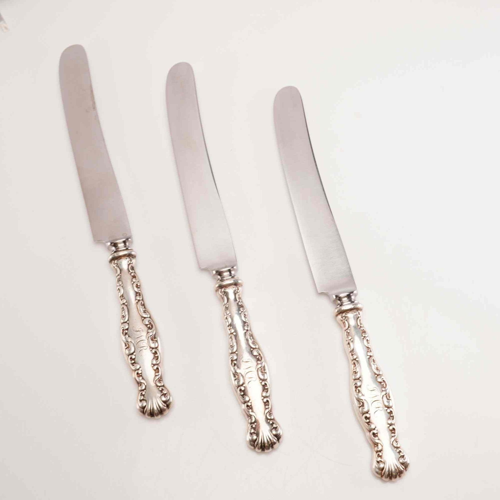 3pc Sterling Silver Handled Dinner Knives by Whiting Manufacturing Company (1 of 5)