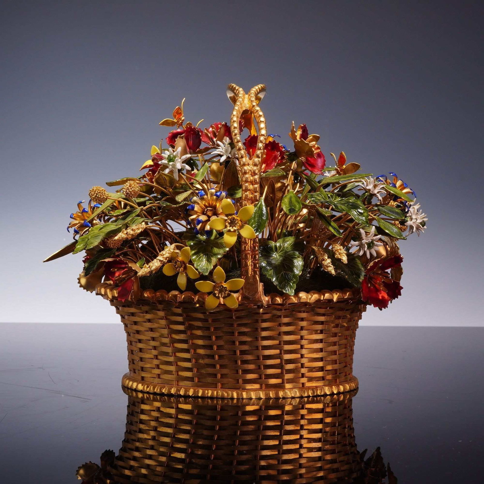 Jane Hutcheson Fleurs des Siecles Gilt Metal and Enamel Flower Basket (1 of 3)