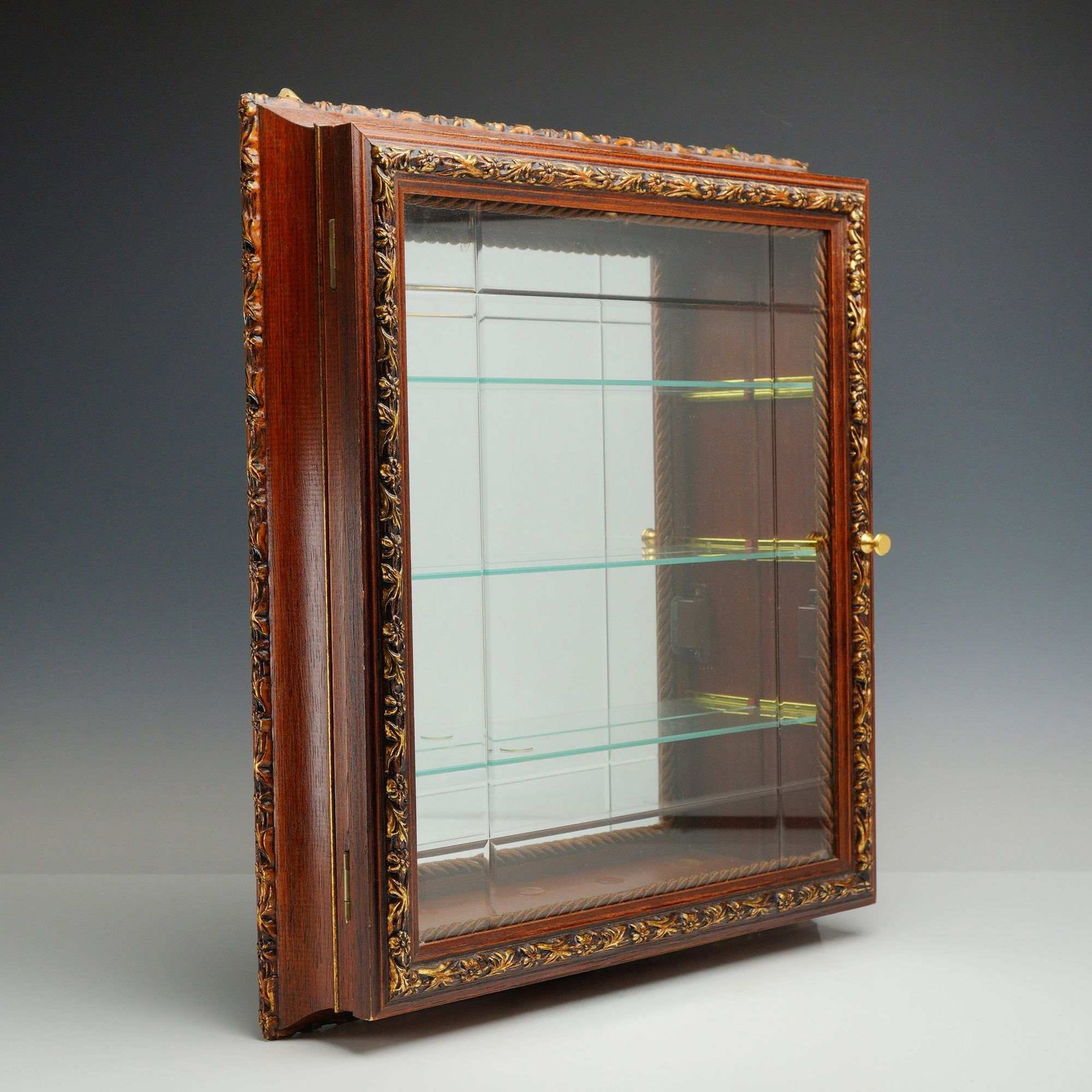 Italian Horchow Creazioni Artistiche Gilt Wood Wall Curio Cabinet (1 of 5)